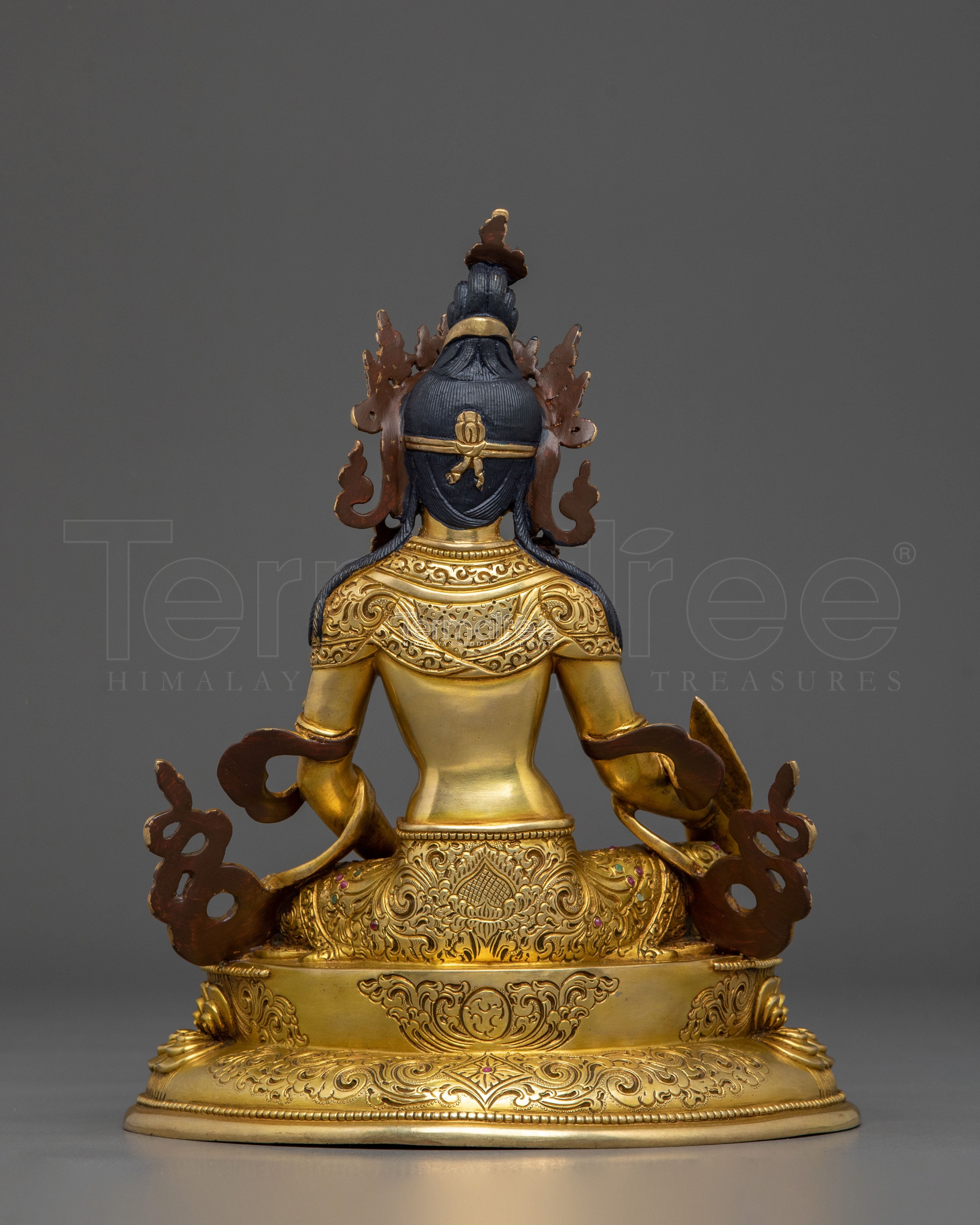 Hand Carved Kshitigarbha Statue |  Meditation Altar Decoration