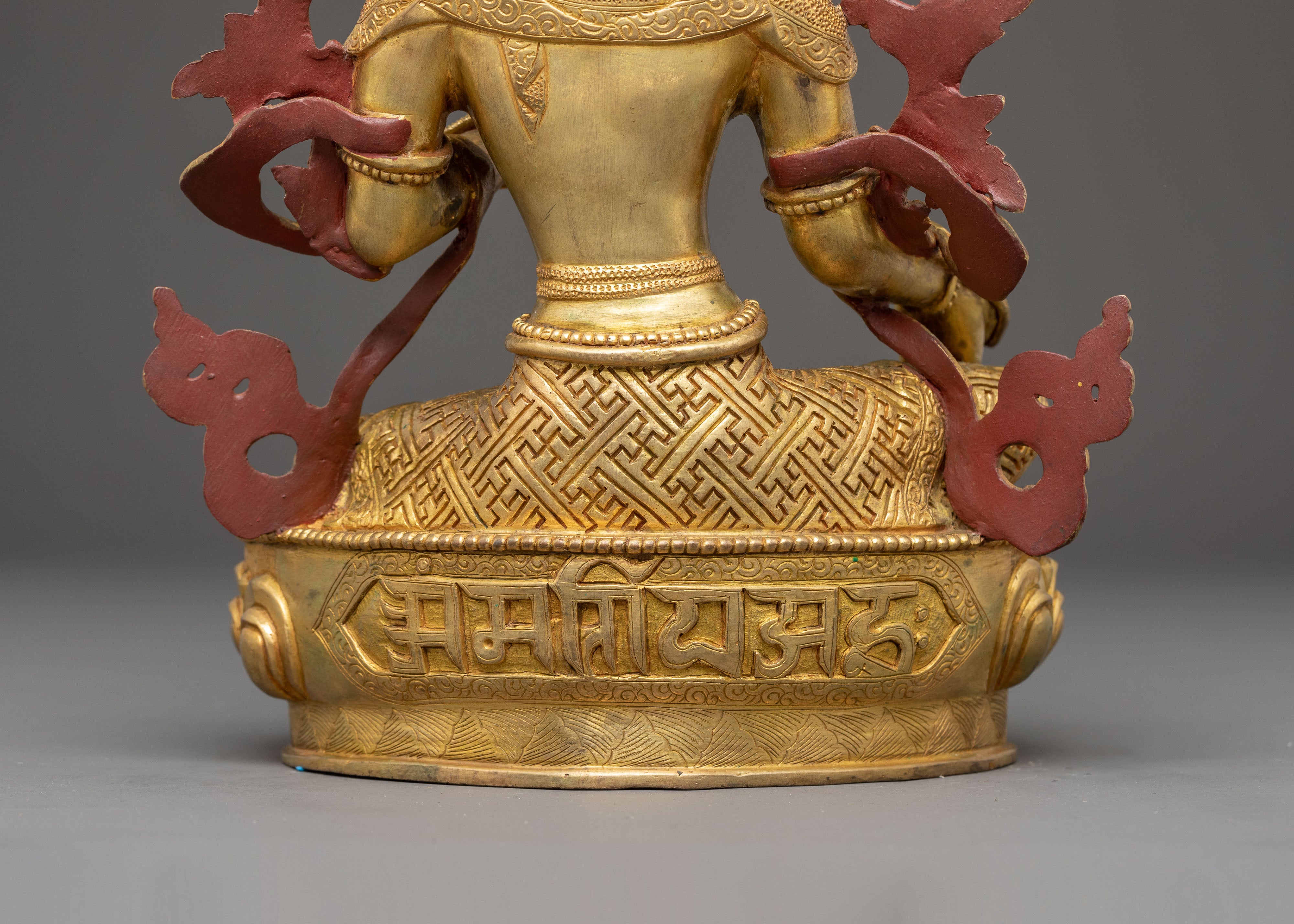 Handmade Green Tara Copper Body Statue | Spiritual Decor