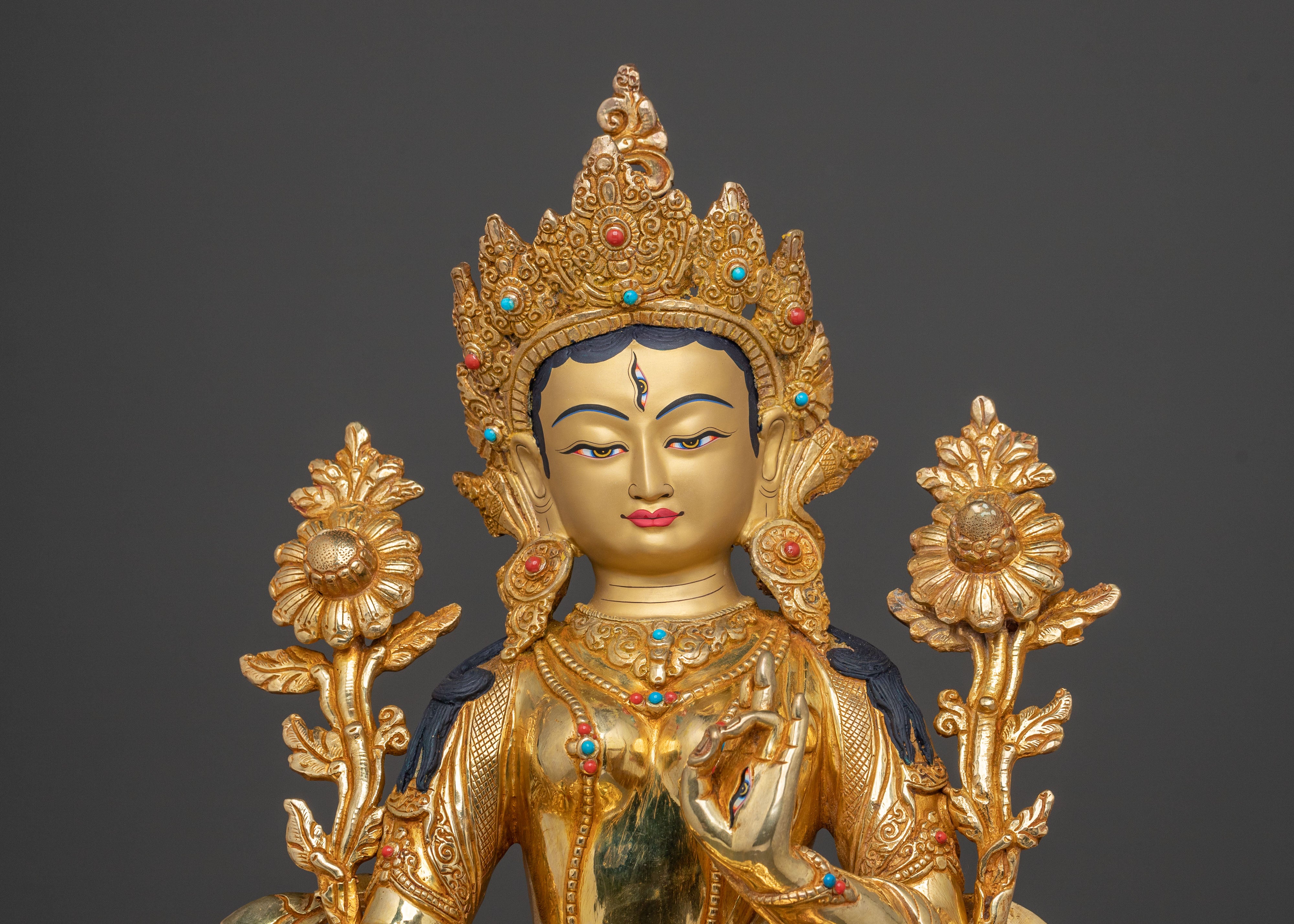 Buddhist Goddess White Tara Spiritual Statue | Sacred Long Life Deity
