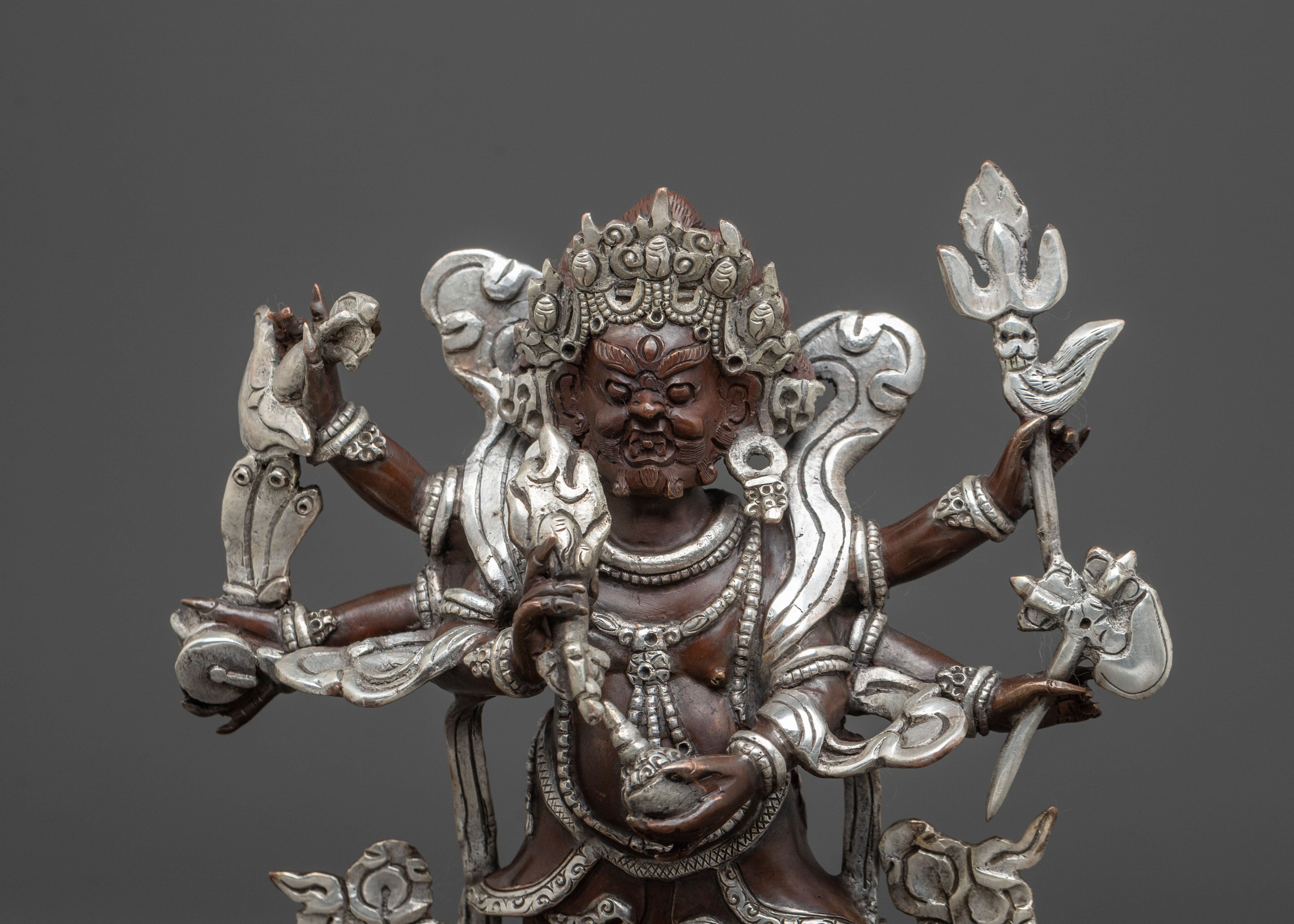 White Mahakala Sacred Statue | Protector Figure