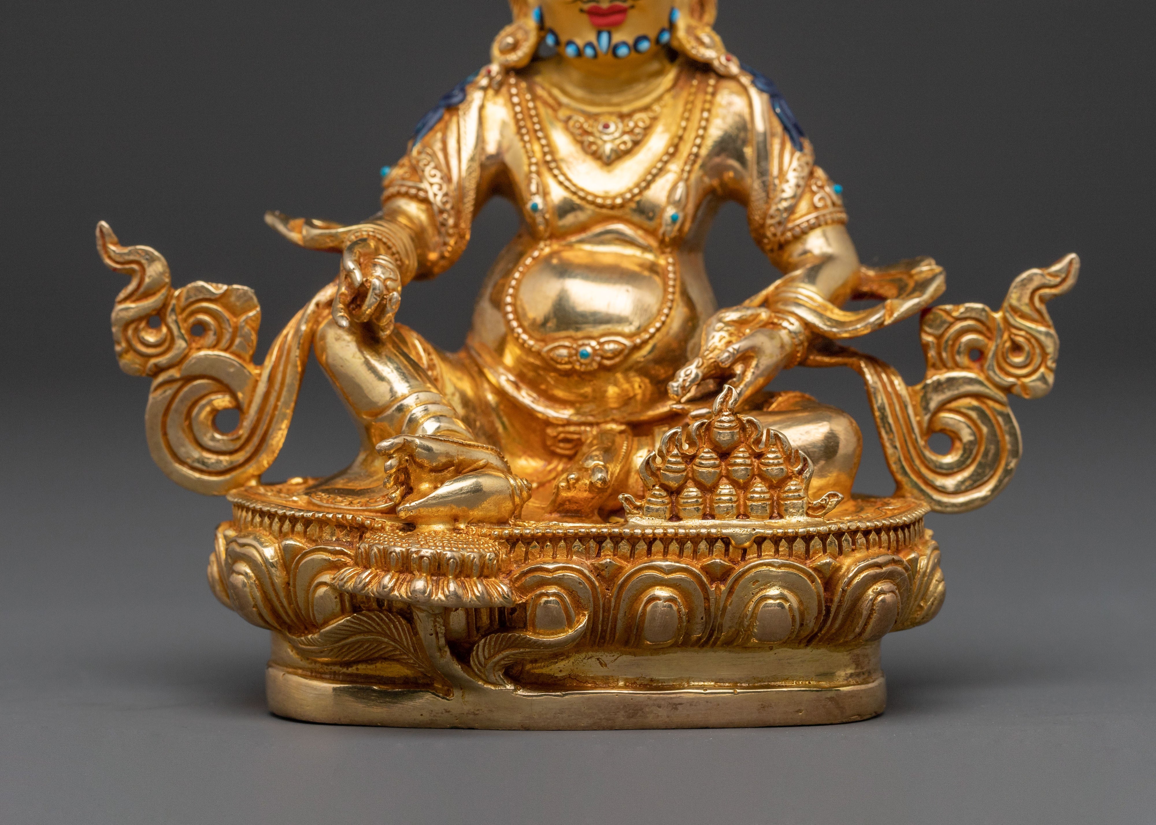 Dzambhala 24K Gold Gilded Statue with Copper Body