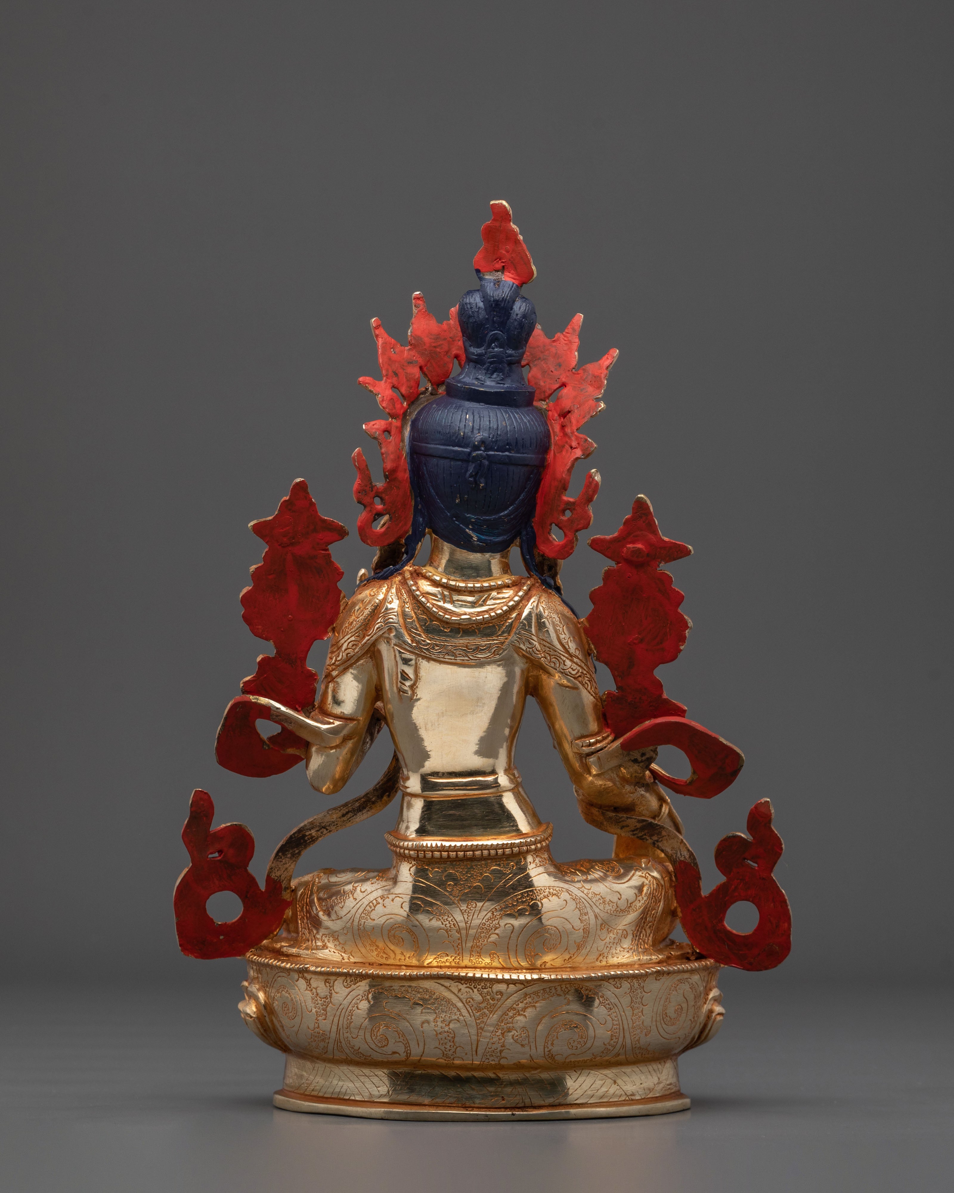 Green Tara Sculpture | Serene 24K Gold Gilded Artistry