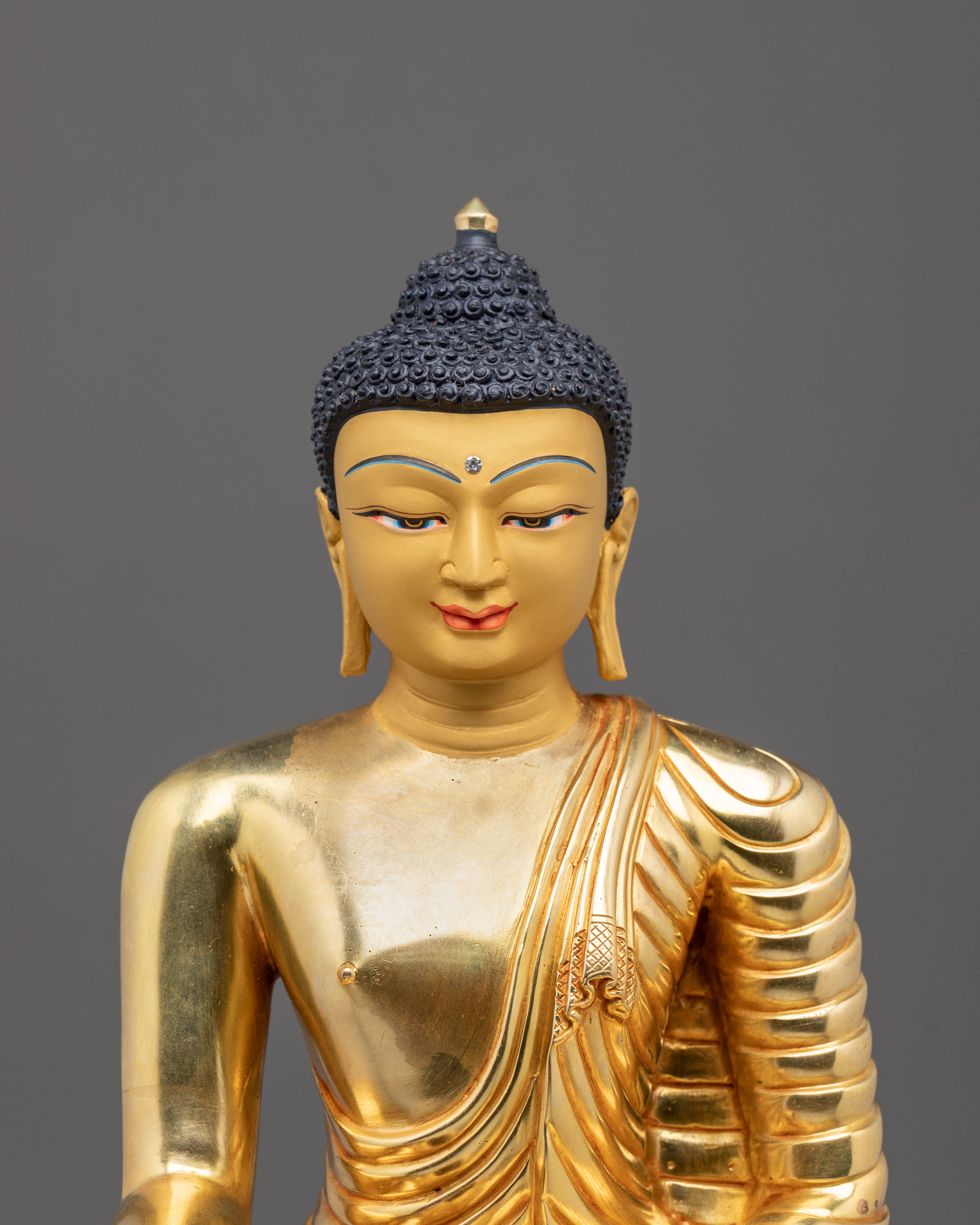 Gautama Buddha 24K Gold Gilded Sculpture: Divine Serenity
