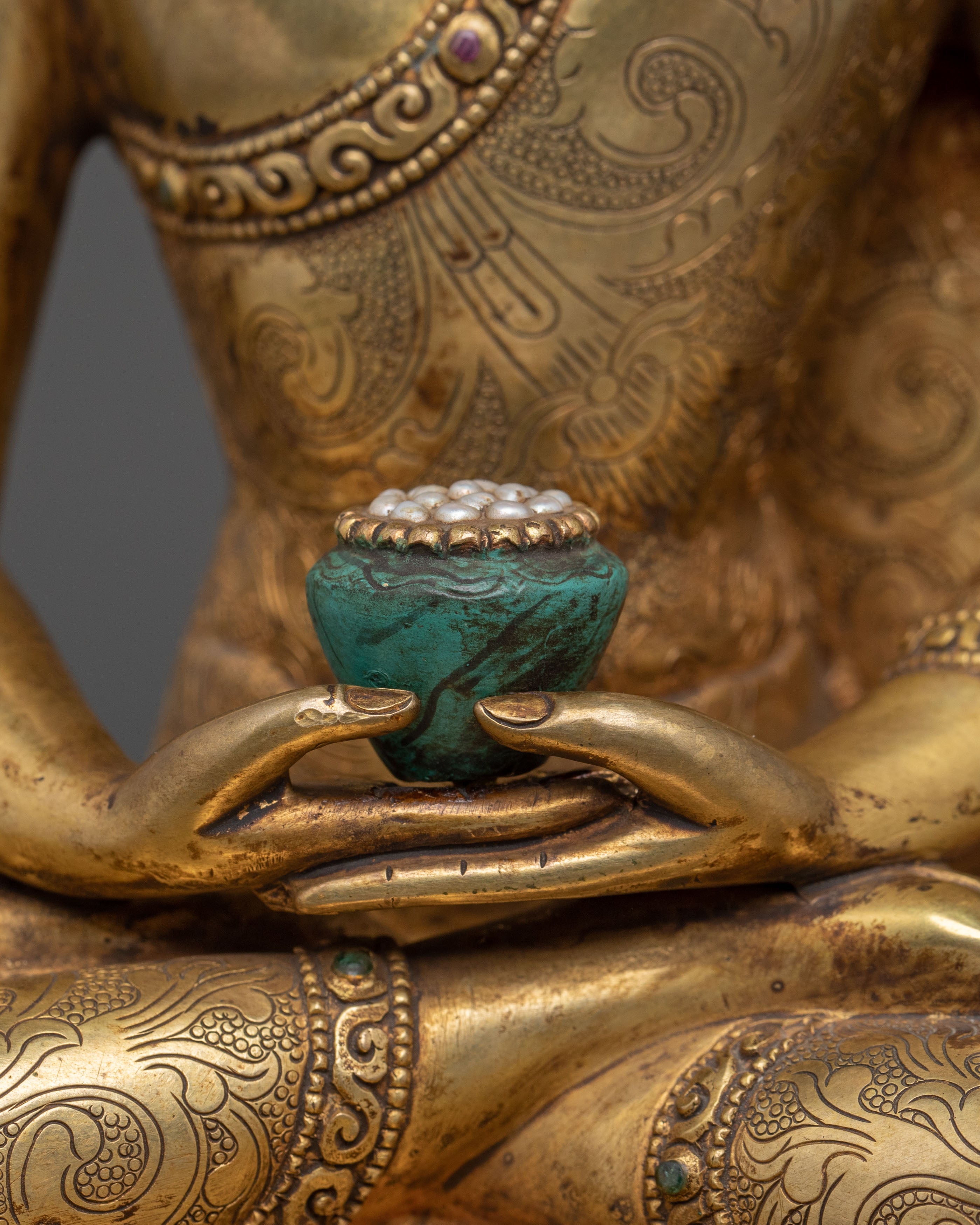 Sacred Three Buddha Handcrafted Statue Set in Premium 24K Gold