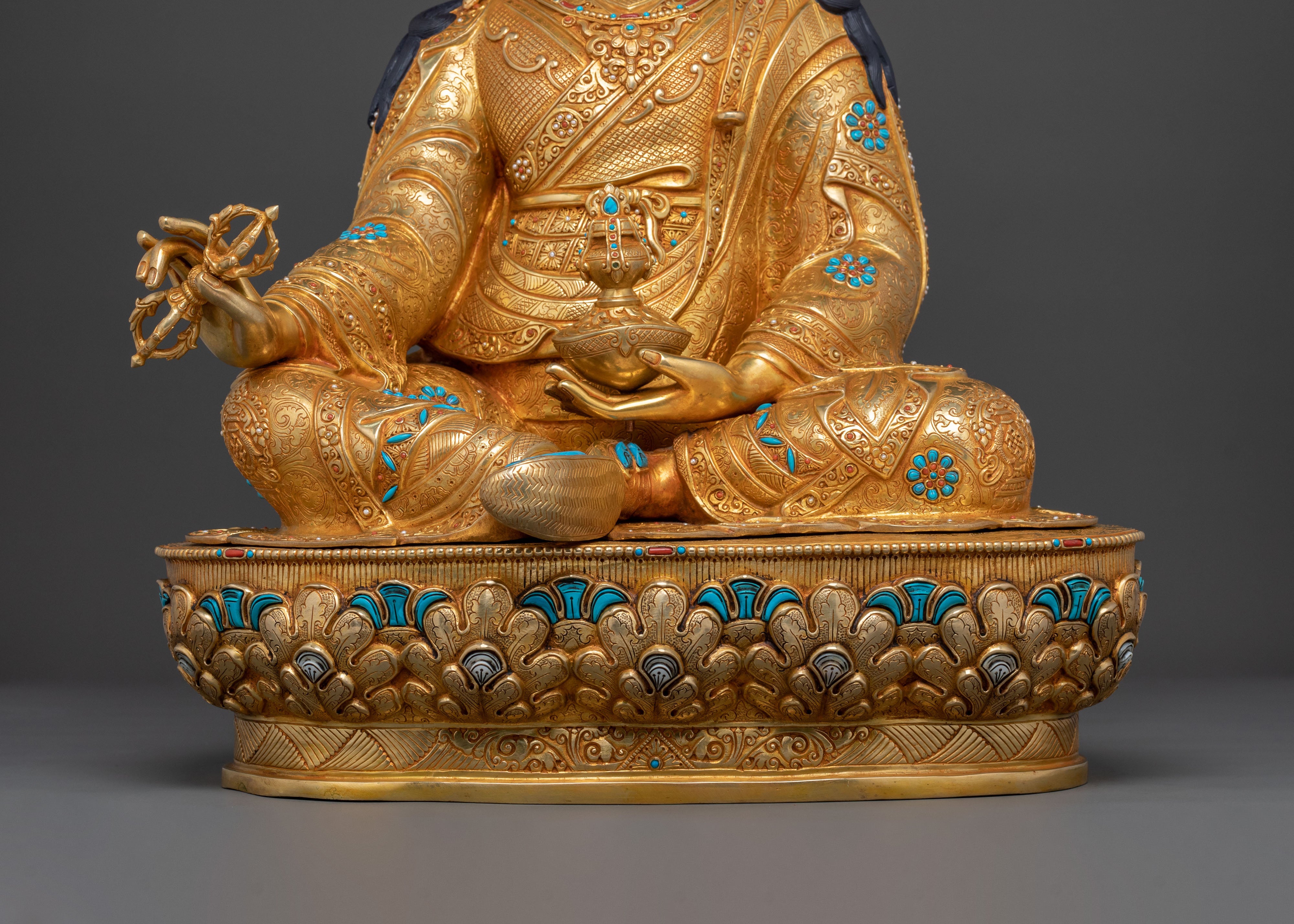 Protector Guru Rinpoche: Handcrafted Golden Statue