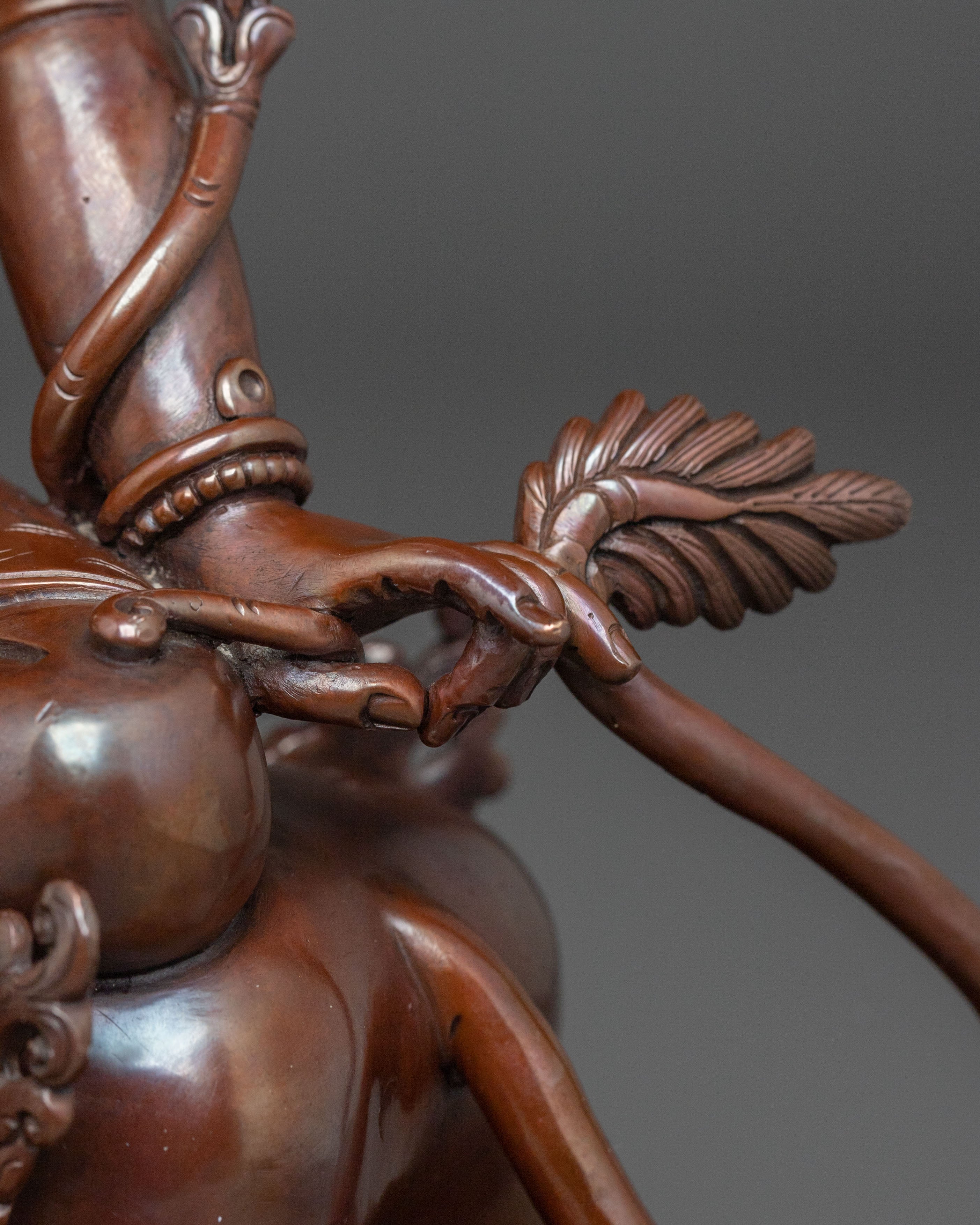 Simhanada Avalokiteshvara Statue | Oxidized Copper Body