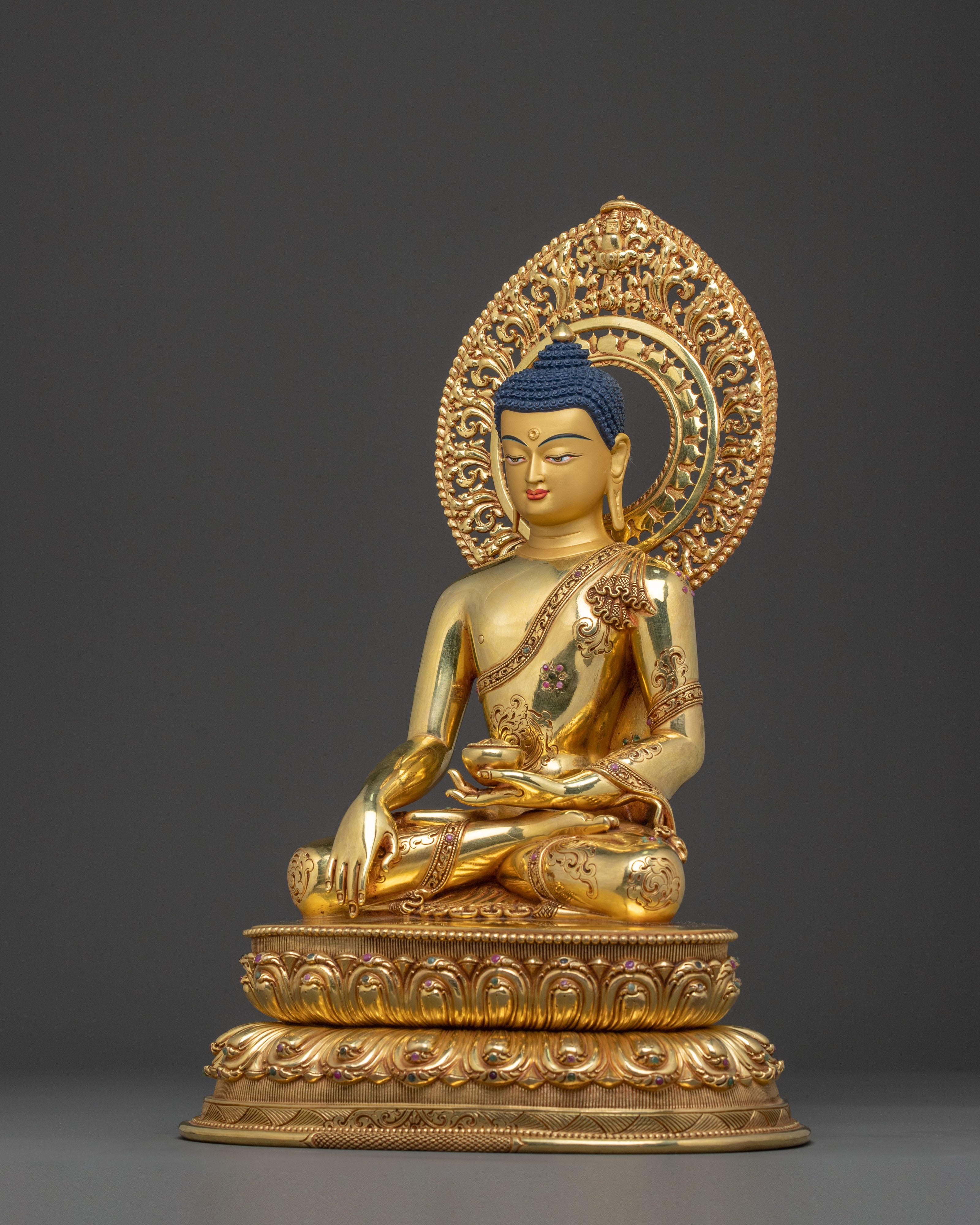 Shakyamuni Buddha: Handcrafted 24K Gold Gilded Statue