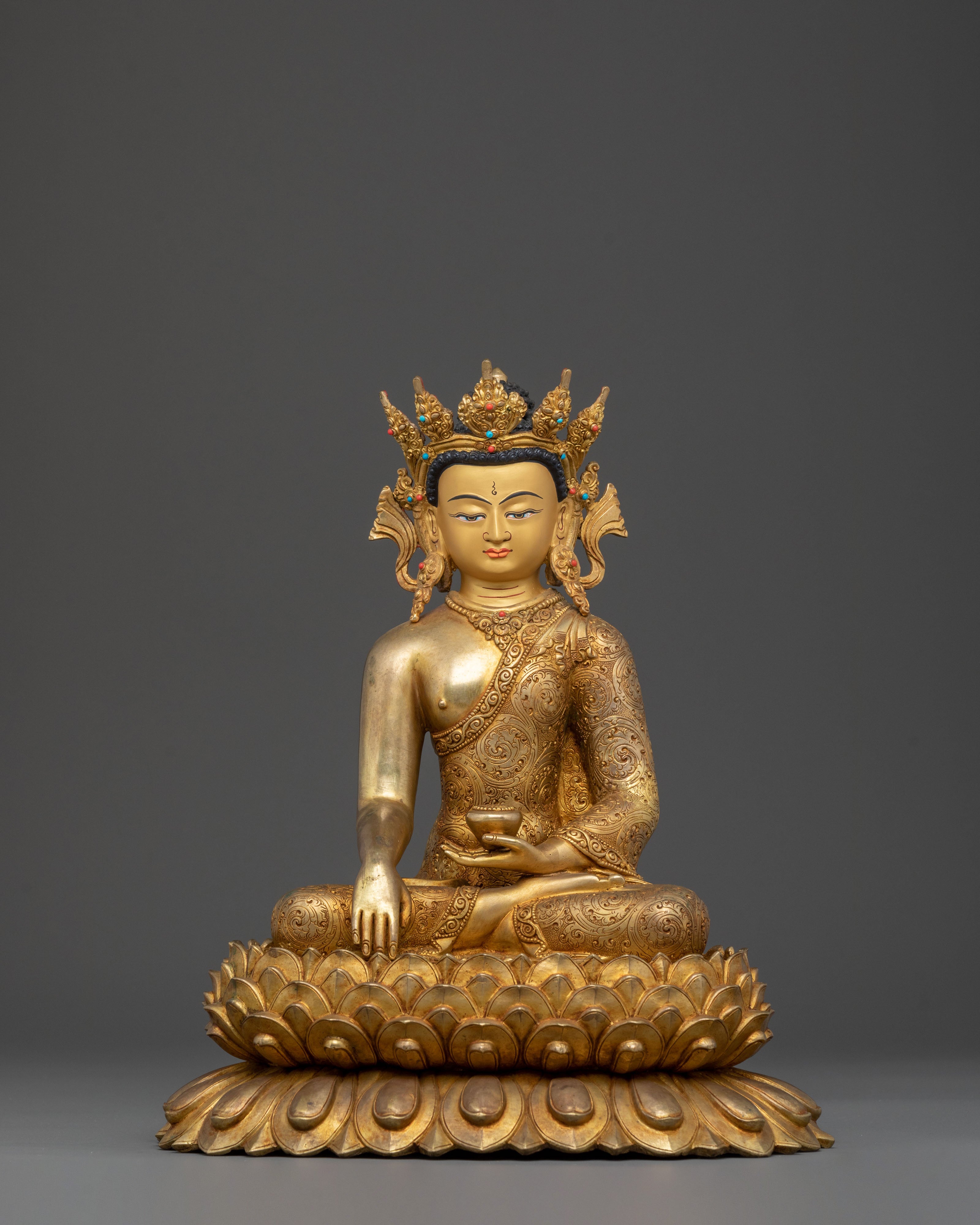 Shakyamuni Buddha Statue with Crown | Divine Figurine