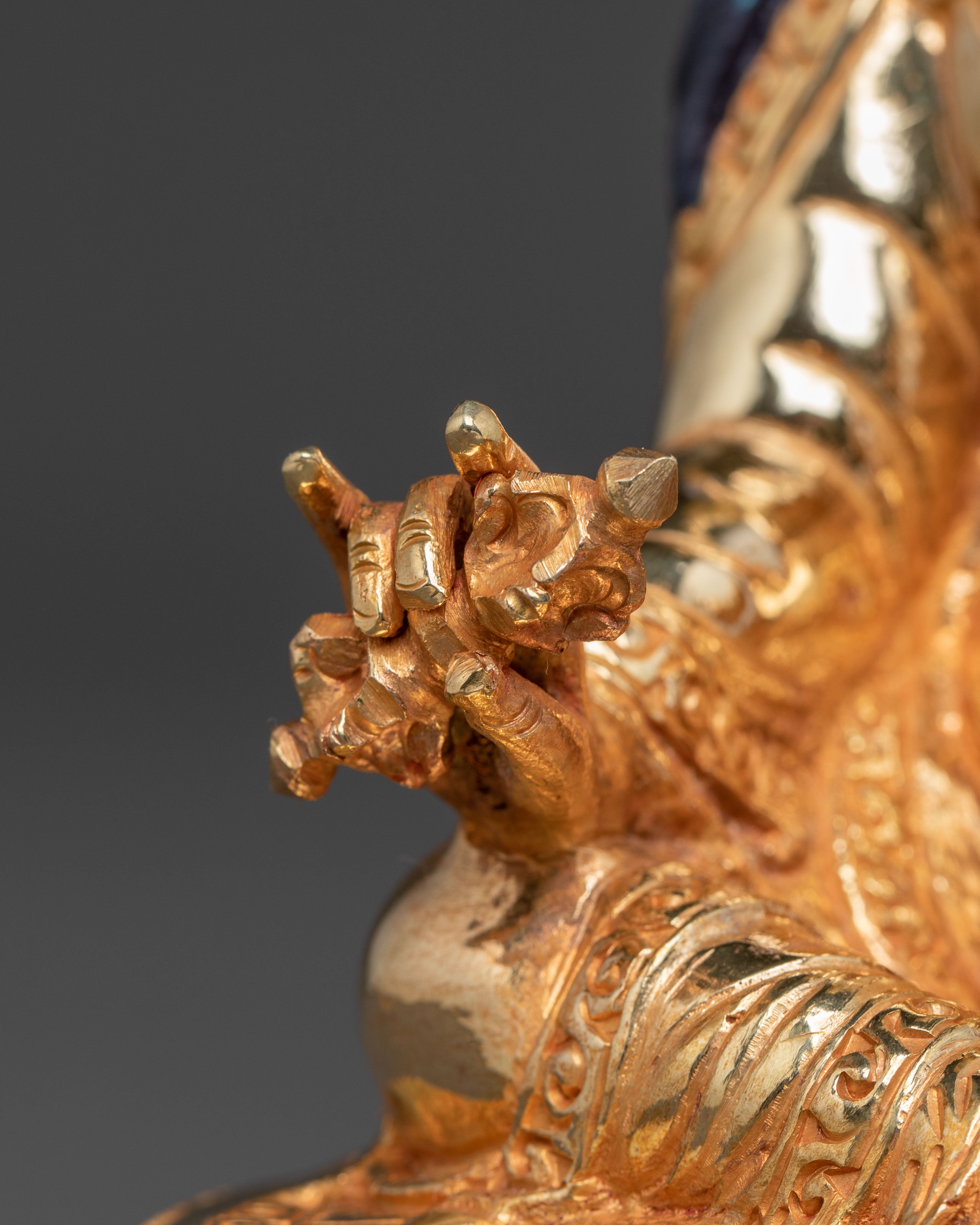 Master Piece Guru Rinpoche Handmade Statue – 24K Gold Gilded Artistry