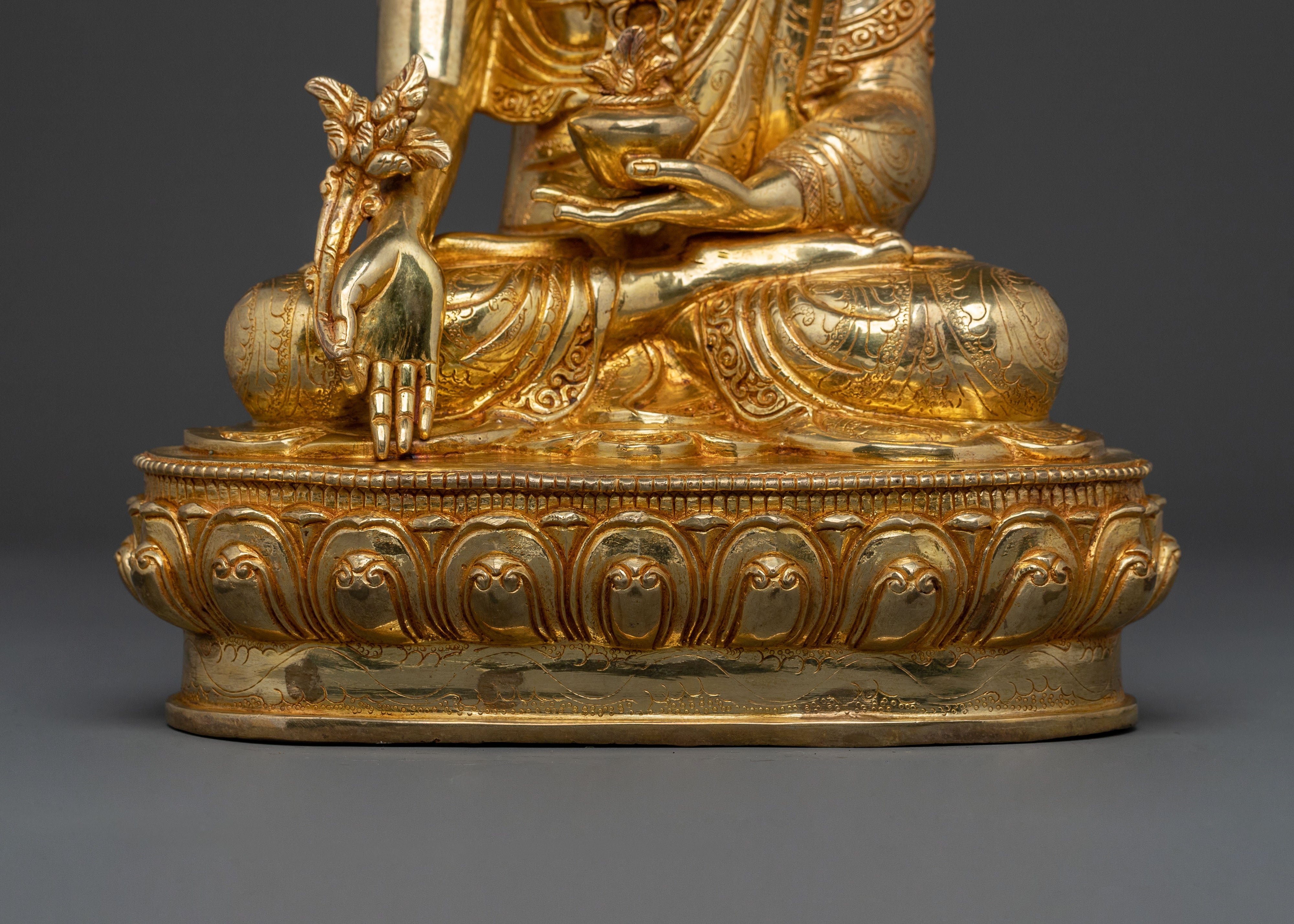 Handmade Medicine Buddha Sculpture | 24K Gold Gilded