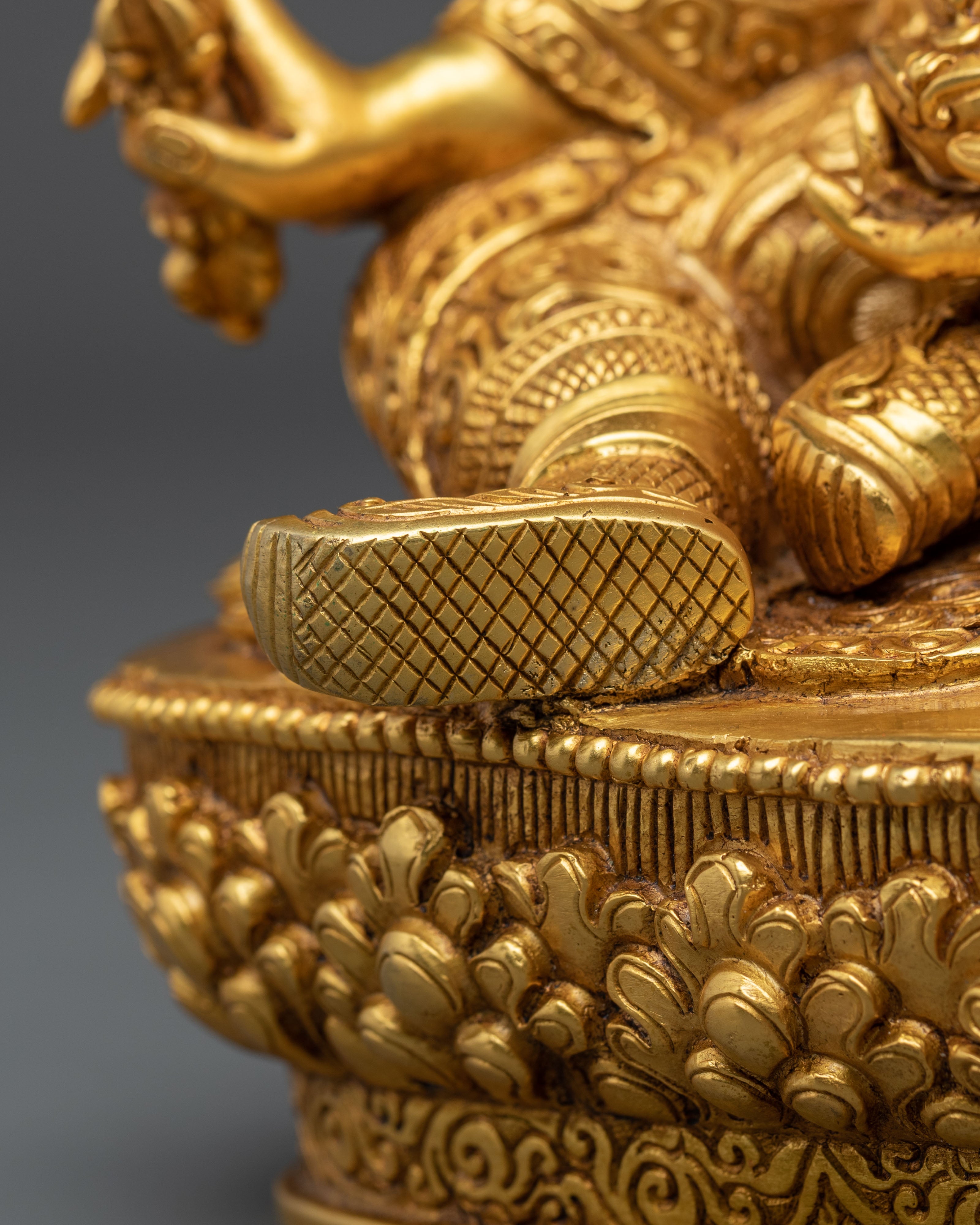 Handmade Guru Rinpoche Spiritual Sculpture with 24K Gold Gliding