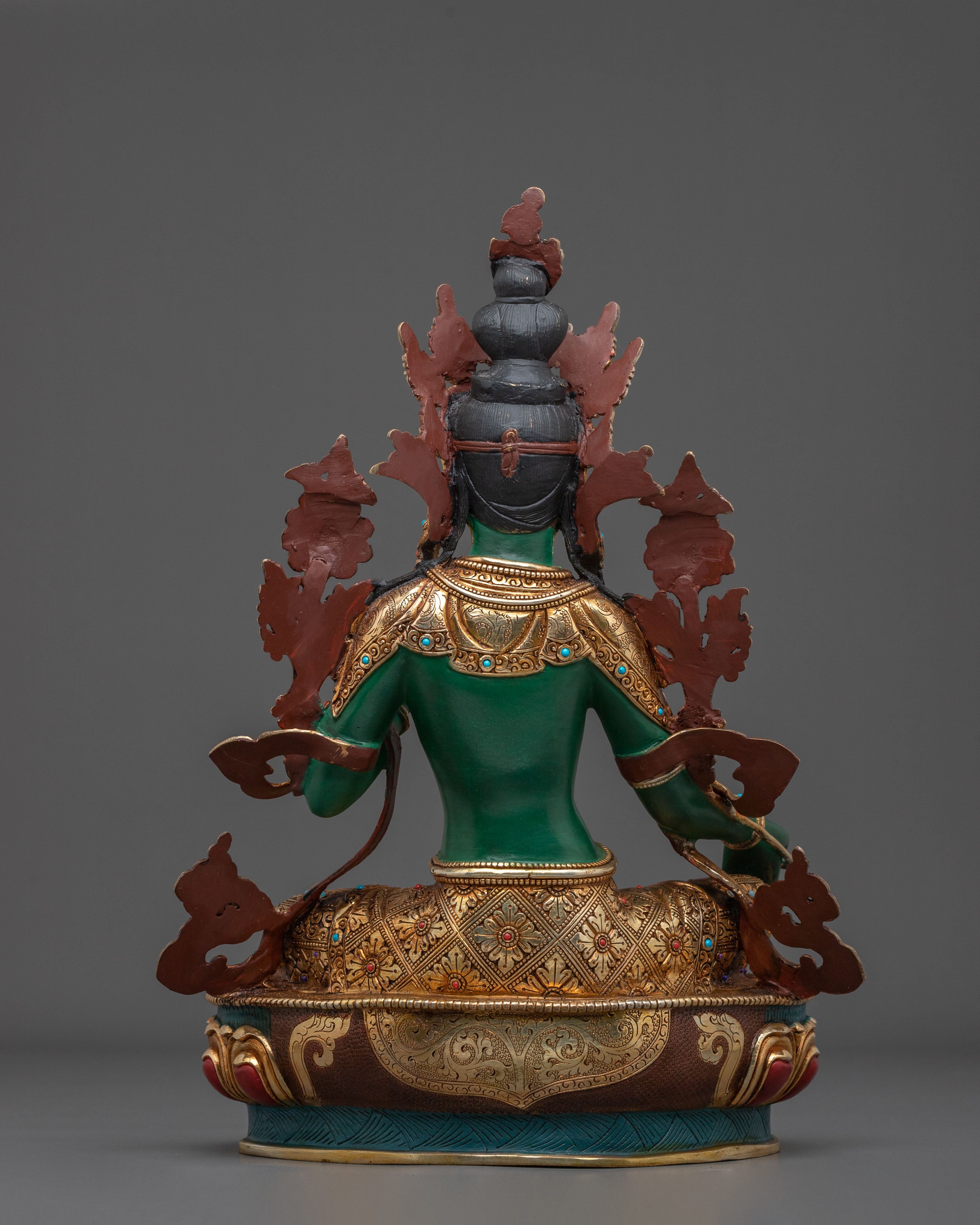 Green Tara Statue | Divine Compassionate Figurine in 24K Gold
