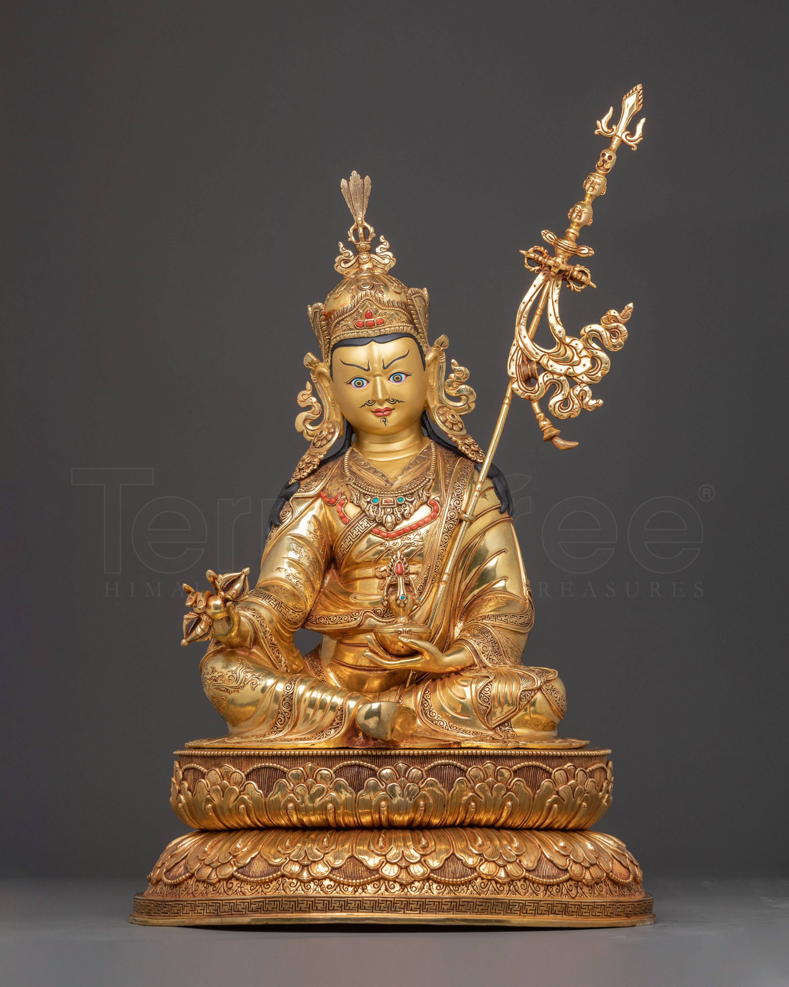 Guru Rinpoche Holy Sculpture – Masterpiece in 24K Gold Gilding