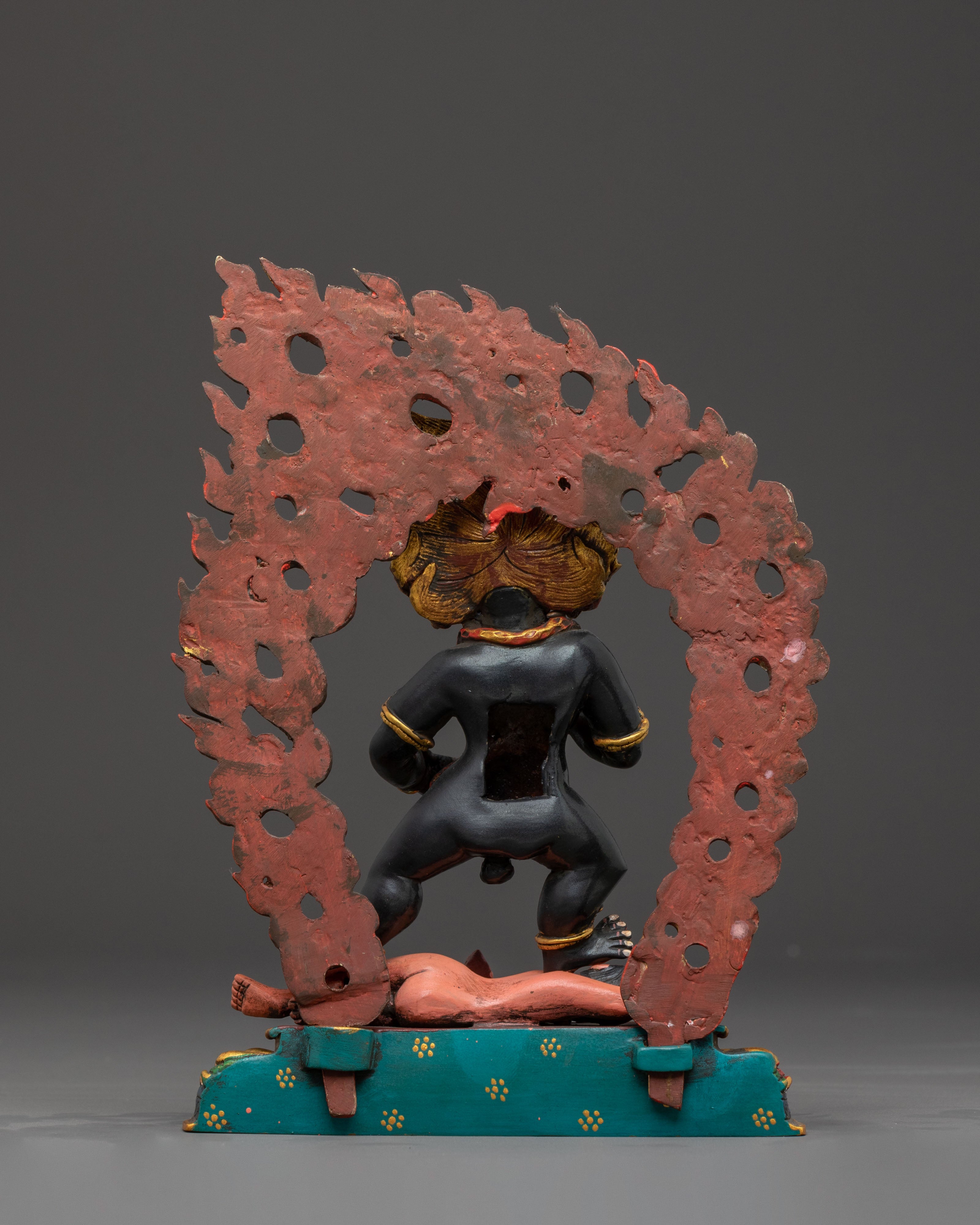 Black Dzambhala Tibetan Statue: Hand-Painted Copper Art
