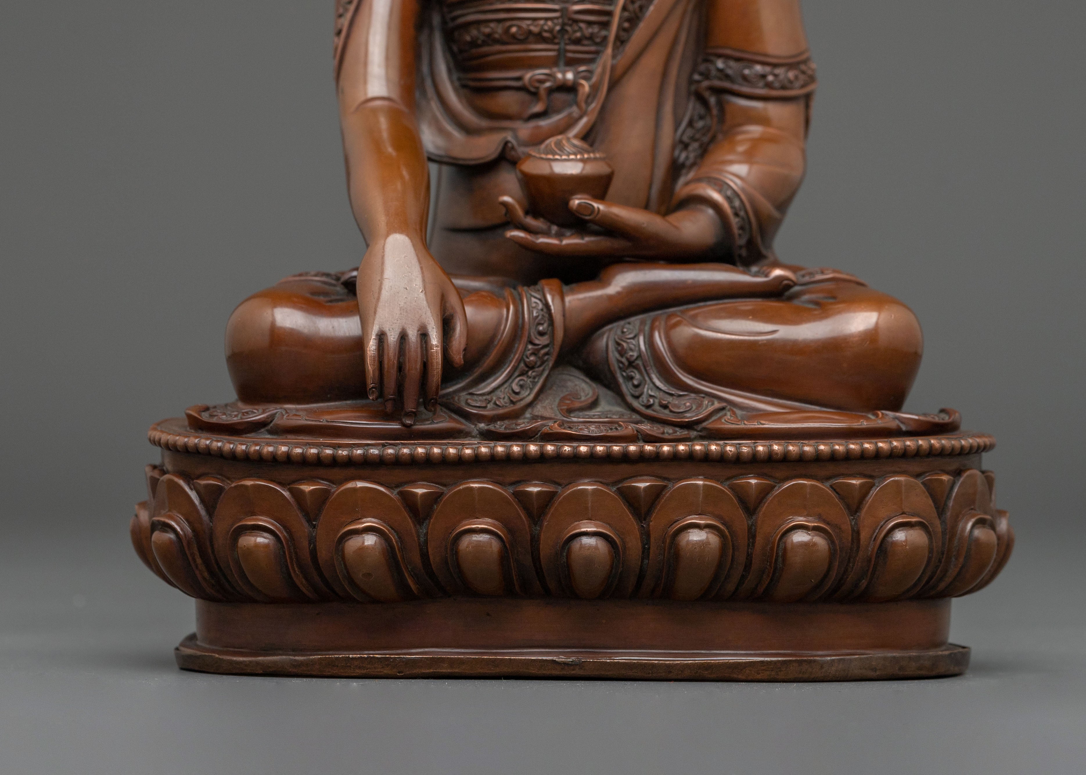 Shakyamuni Buddha Sacred Oxidized Copper Sculpture