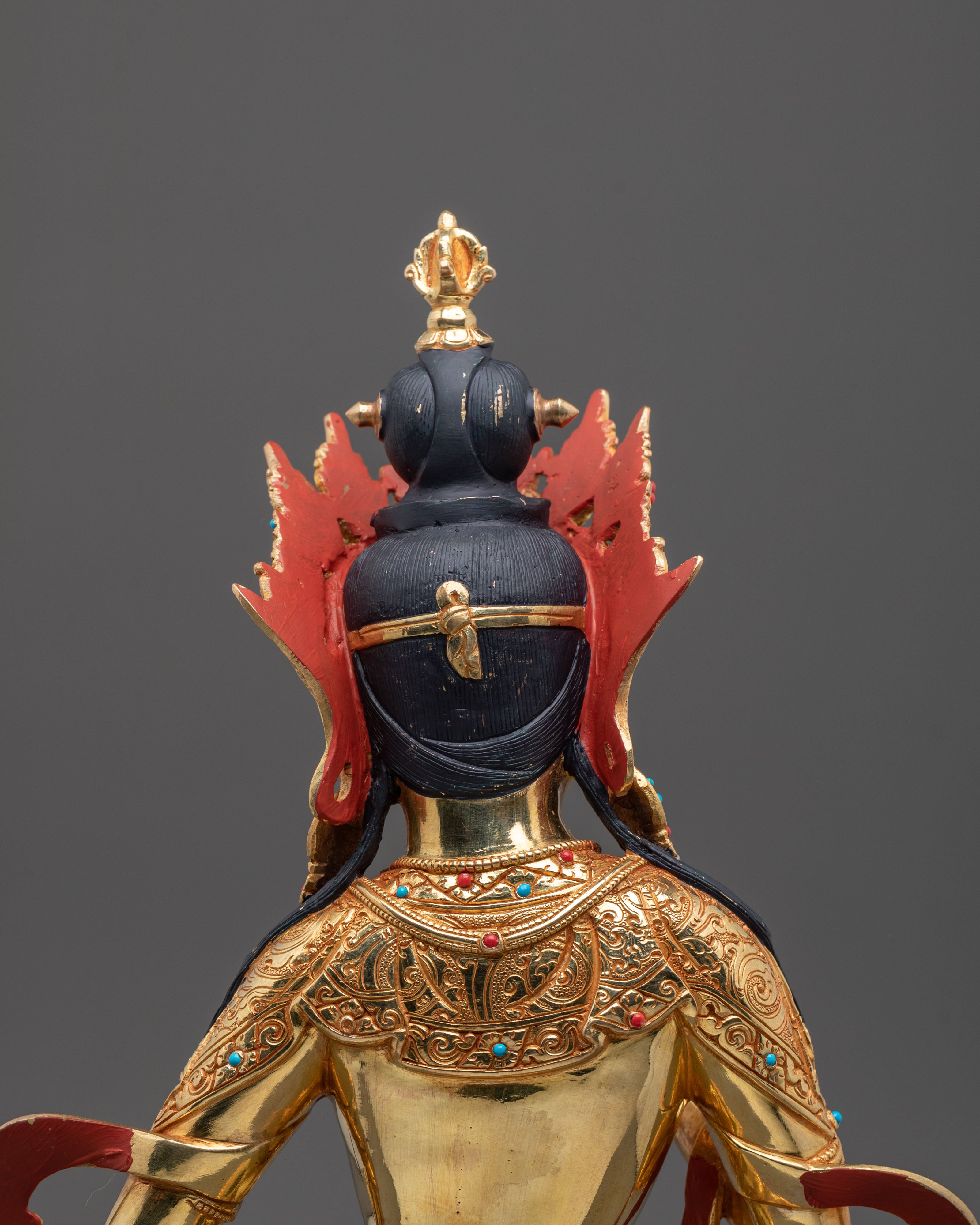 Vajrasattva Statue | 24K Gold Gilded Tibetan Deity Figurine
