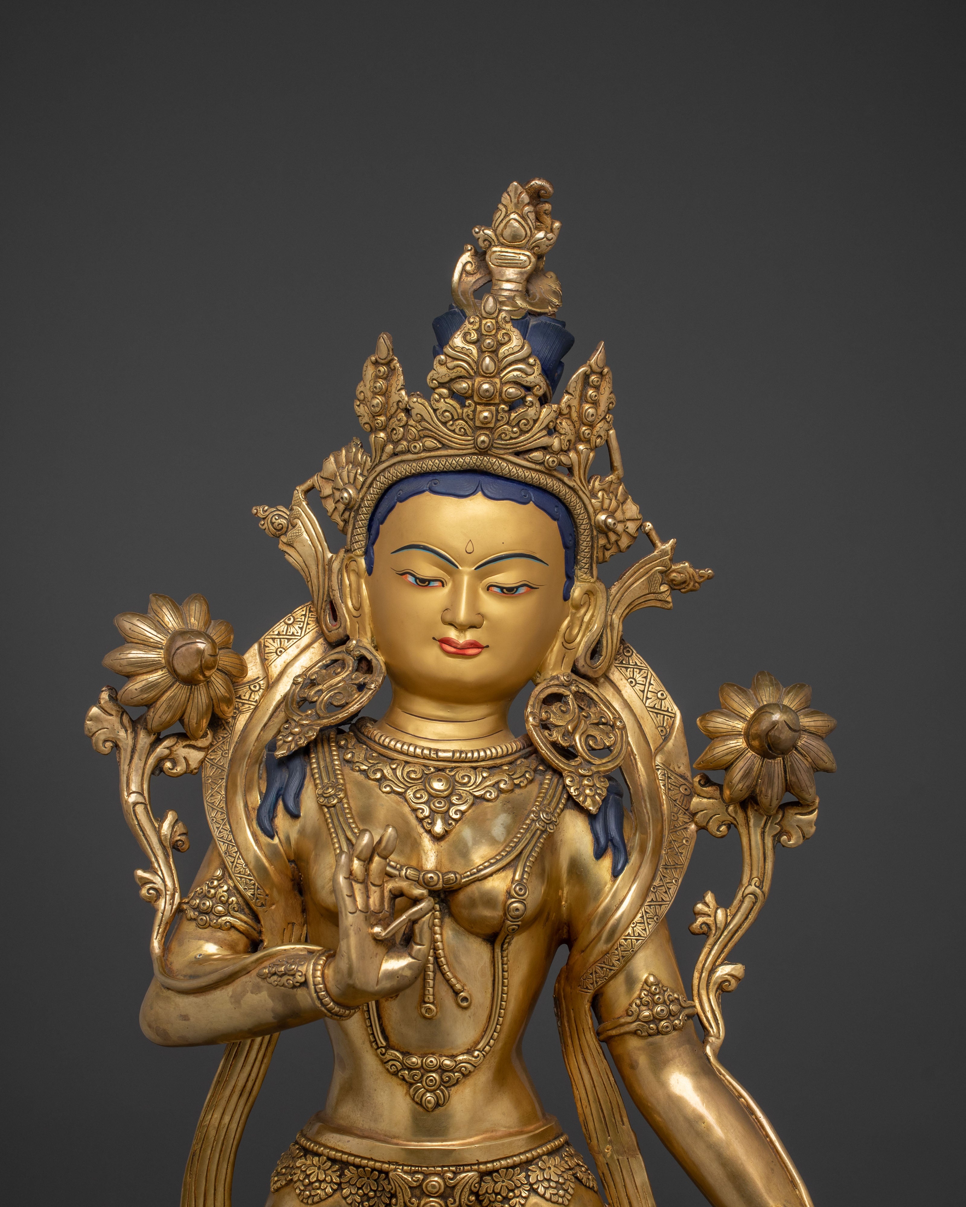 Exquisite Standing Tara Statue | 24K Gold Gilded