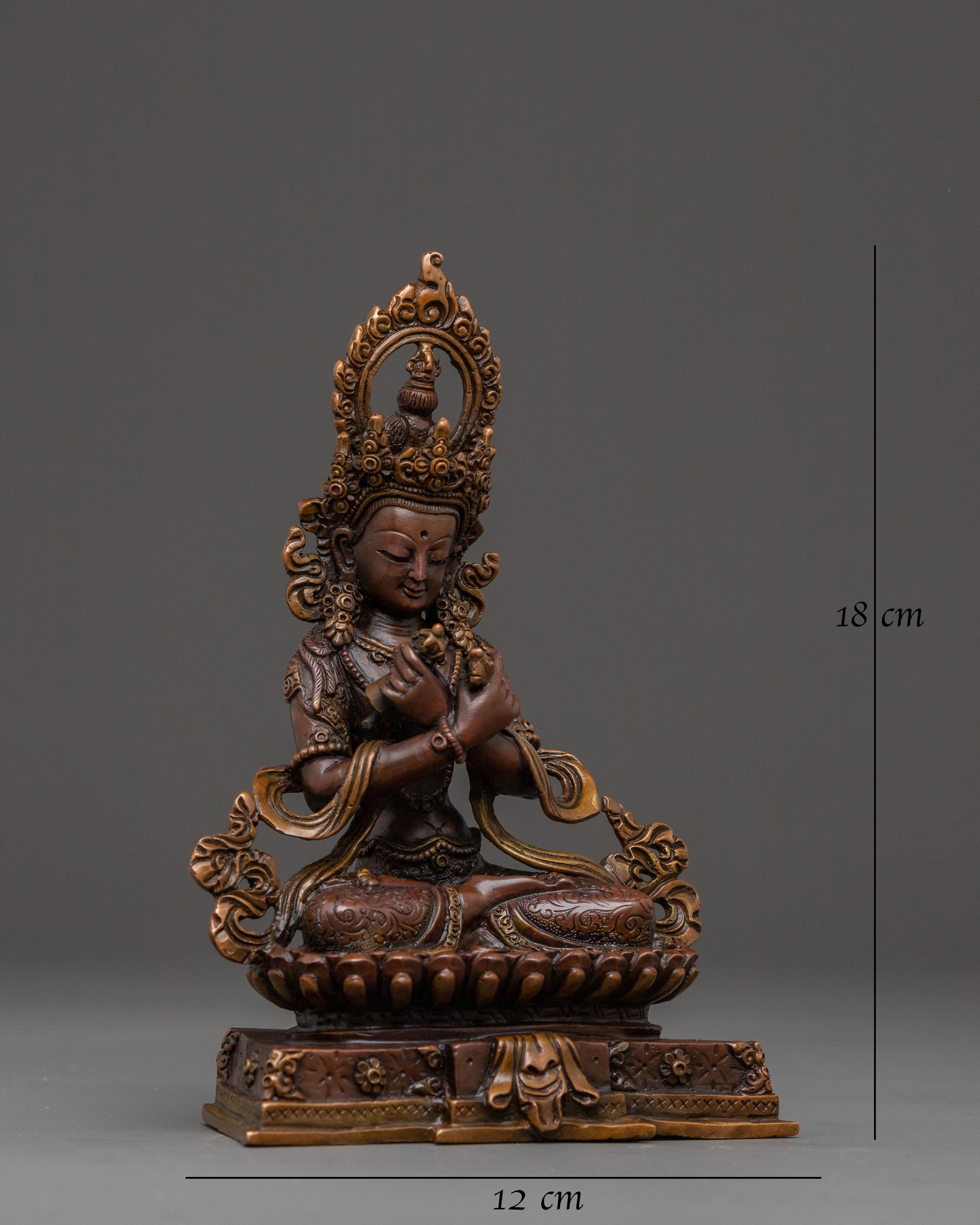Lord of Esoteric Wisdom Vajradhara Statue - Oxidized Copper