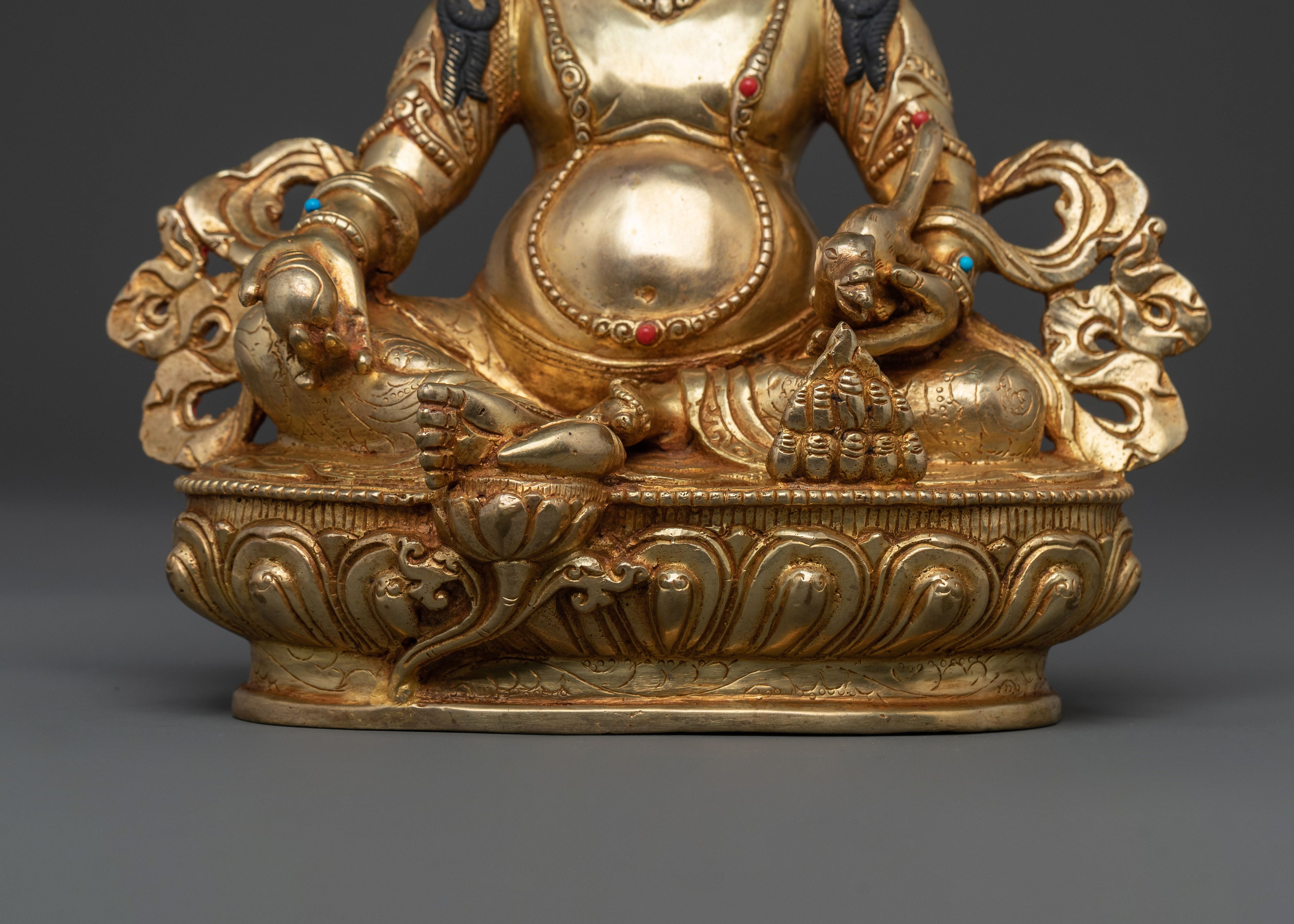 Guardian of Prosperity Dzambhala Statue, Gold Gilded