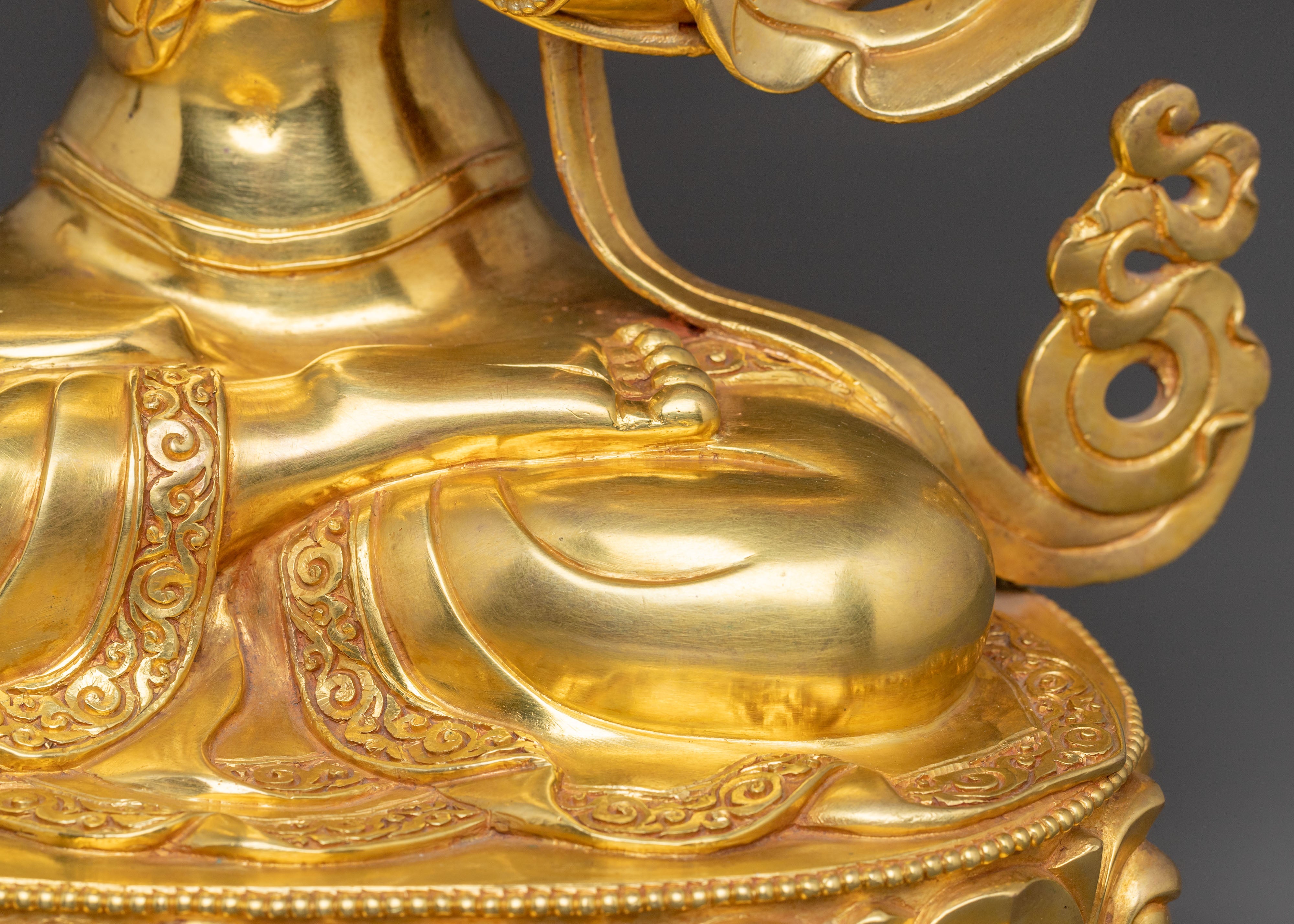 24K Gilded Manjushri Blessing Statue