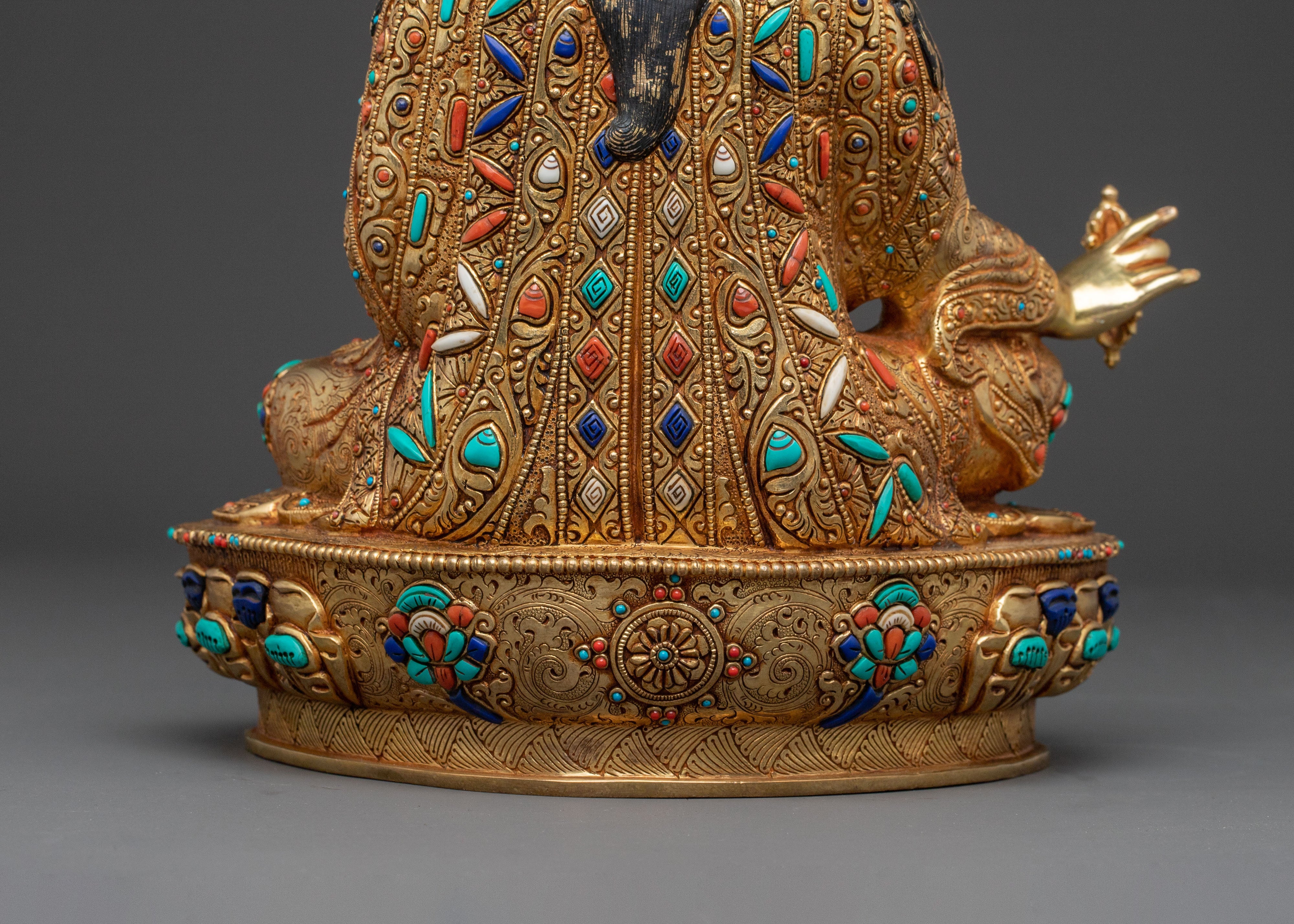 Guru Rinpoche Altar Statue - Hand-Gilded Copper Art