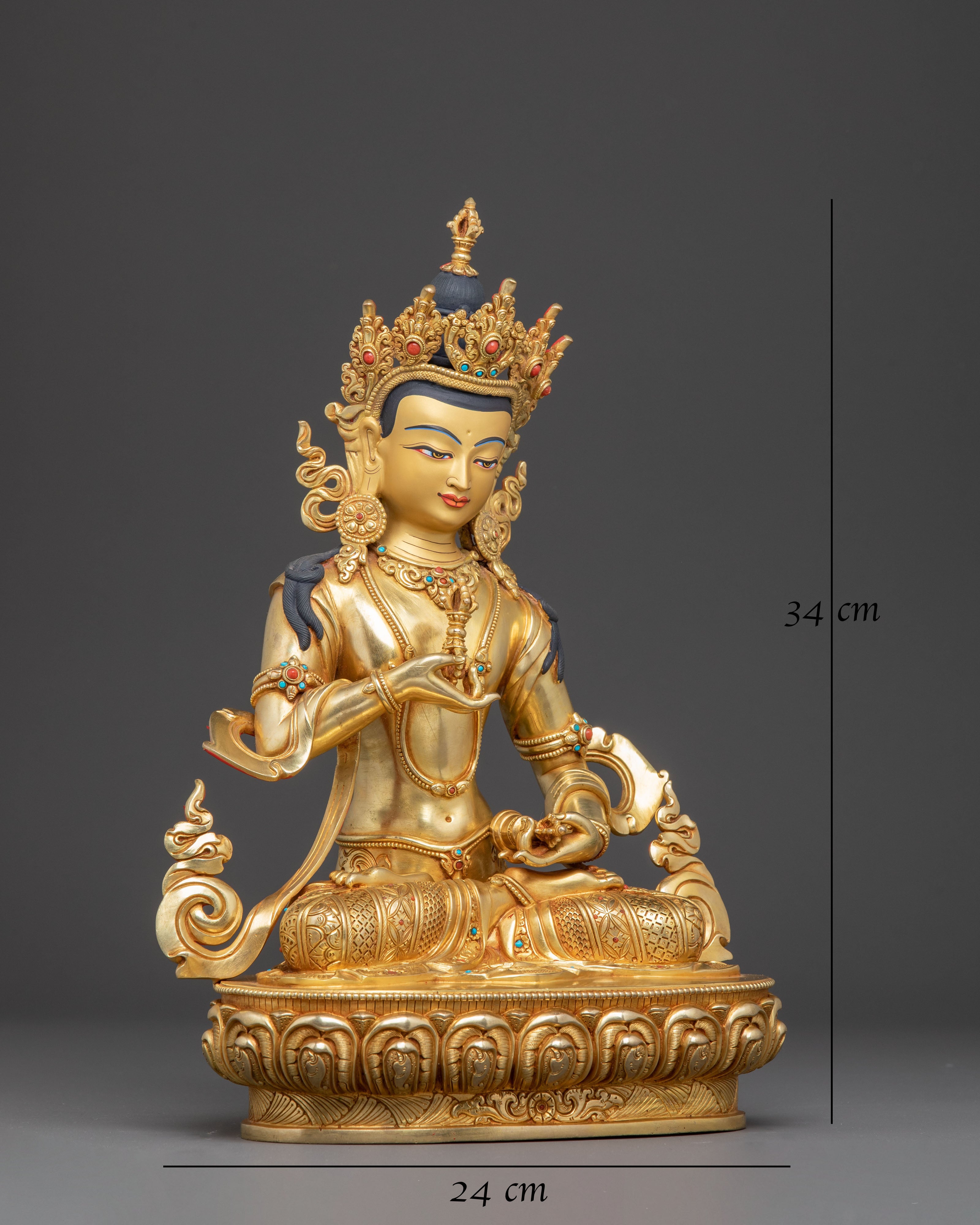 Handmade Dorje Sempa Statue of Purification - Exquisite Gold Gilded