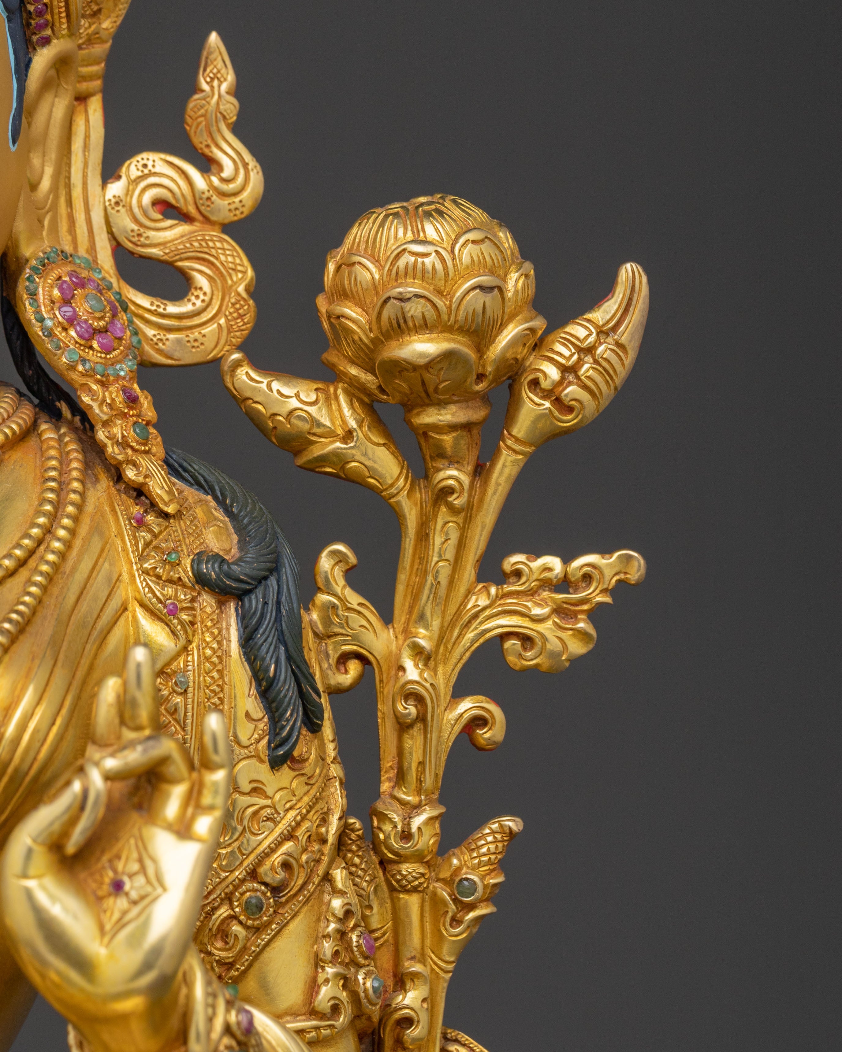 Green Tara: Handcrafted 24K Gold Gilded Statue