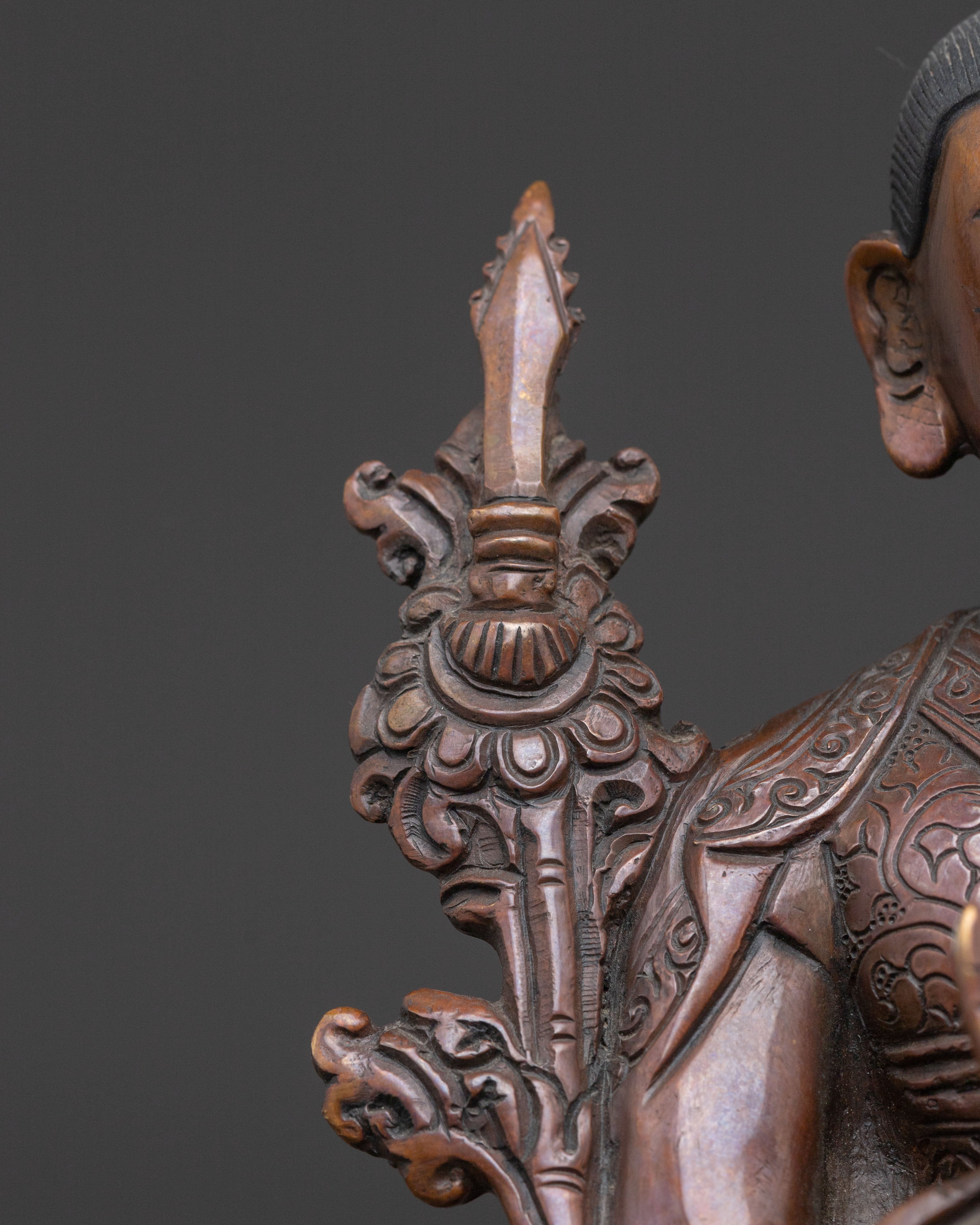 Handcrafted Tsongkhapa with Disciples Statue – Oxidized Copper Finish