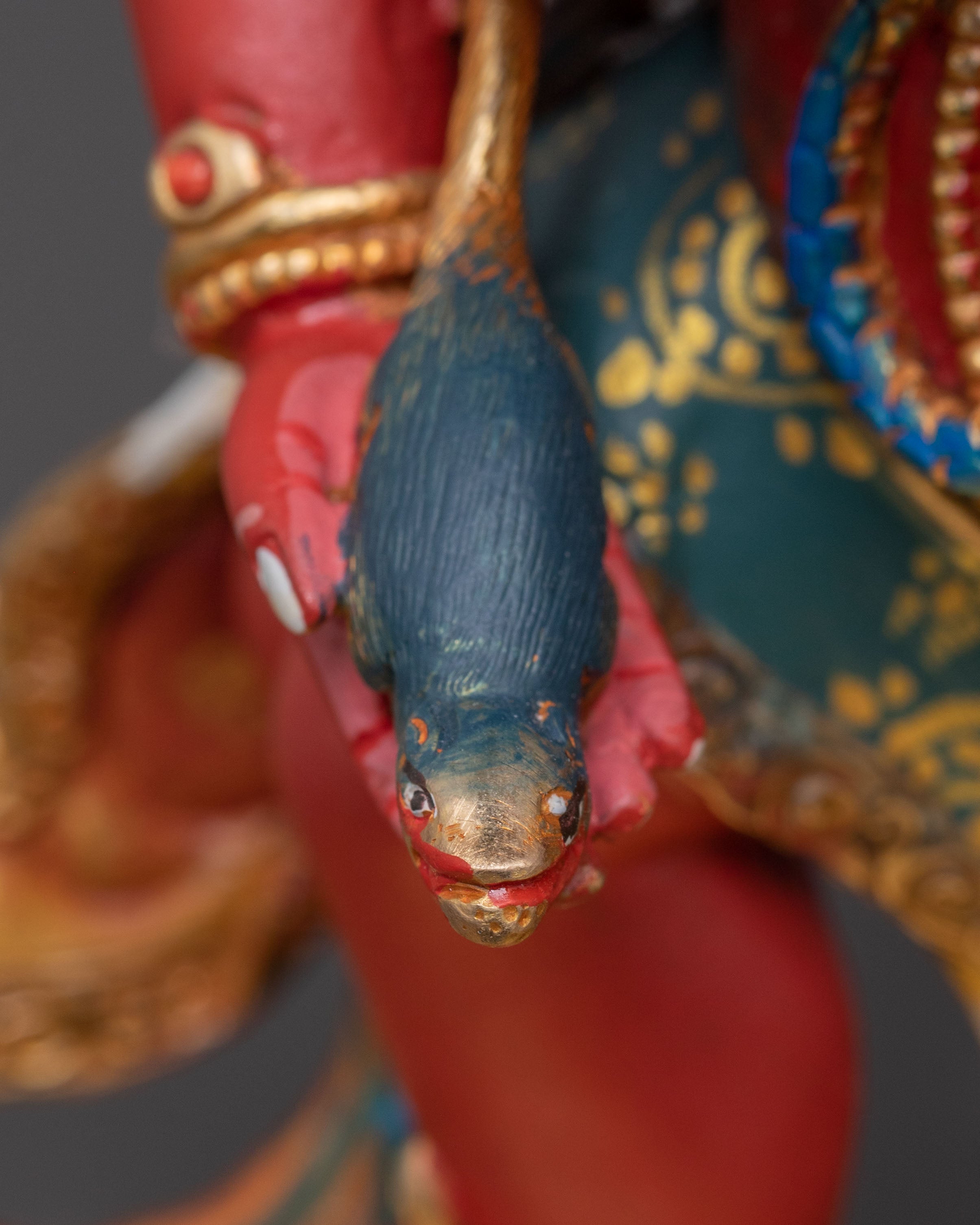 Red Dzambhala Spiritual Statue: Himalayan Handcrafted Artwork