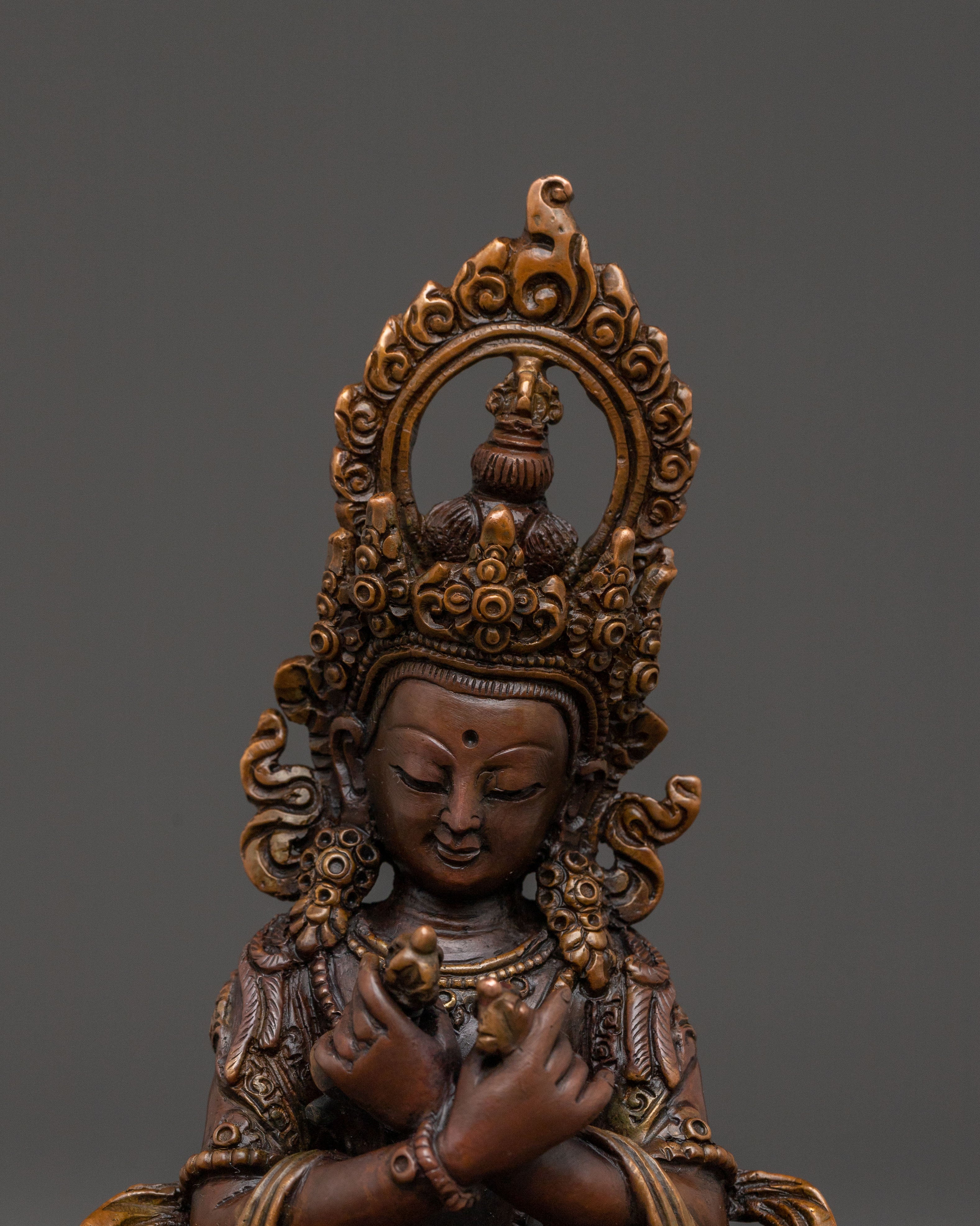 Lord of Esoteric Wisdom Vajradhara Statue - Oxidized Copper