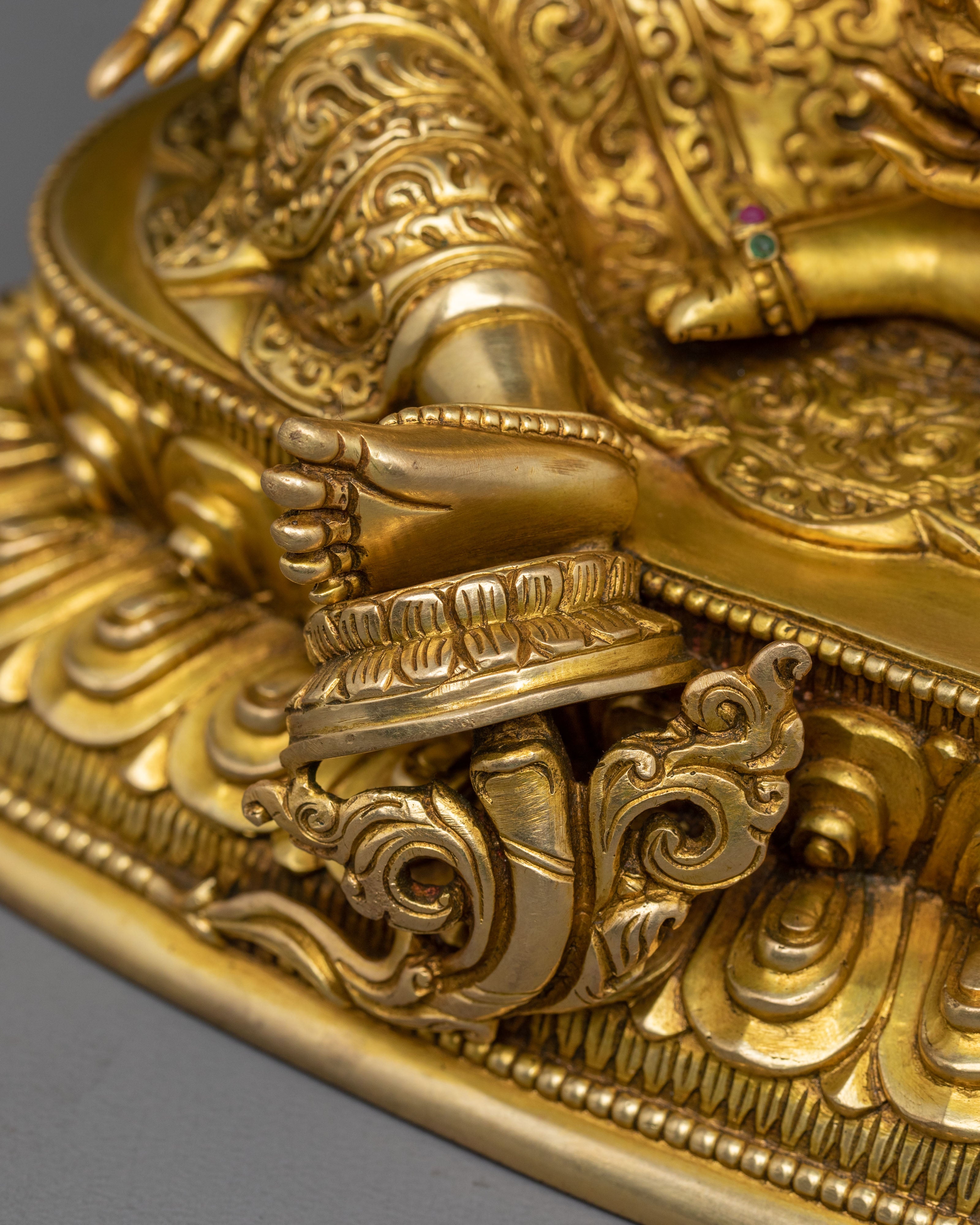 Hand Carved Kshitigarbha Statue |  Meditation Altar Decoration