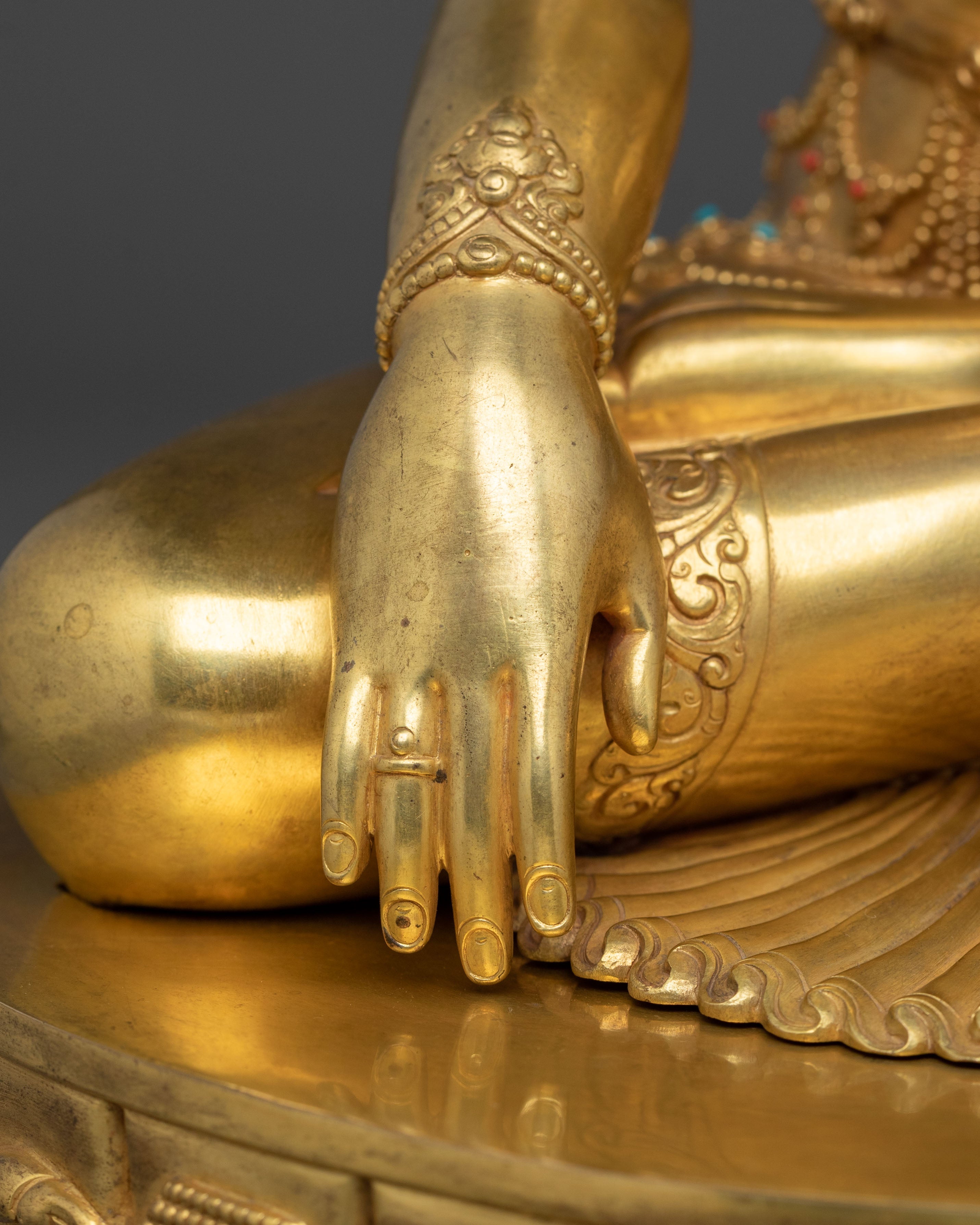 Traditional Himalayan Crown Shakyamuni Buddha Figure