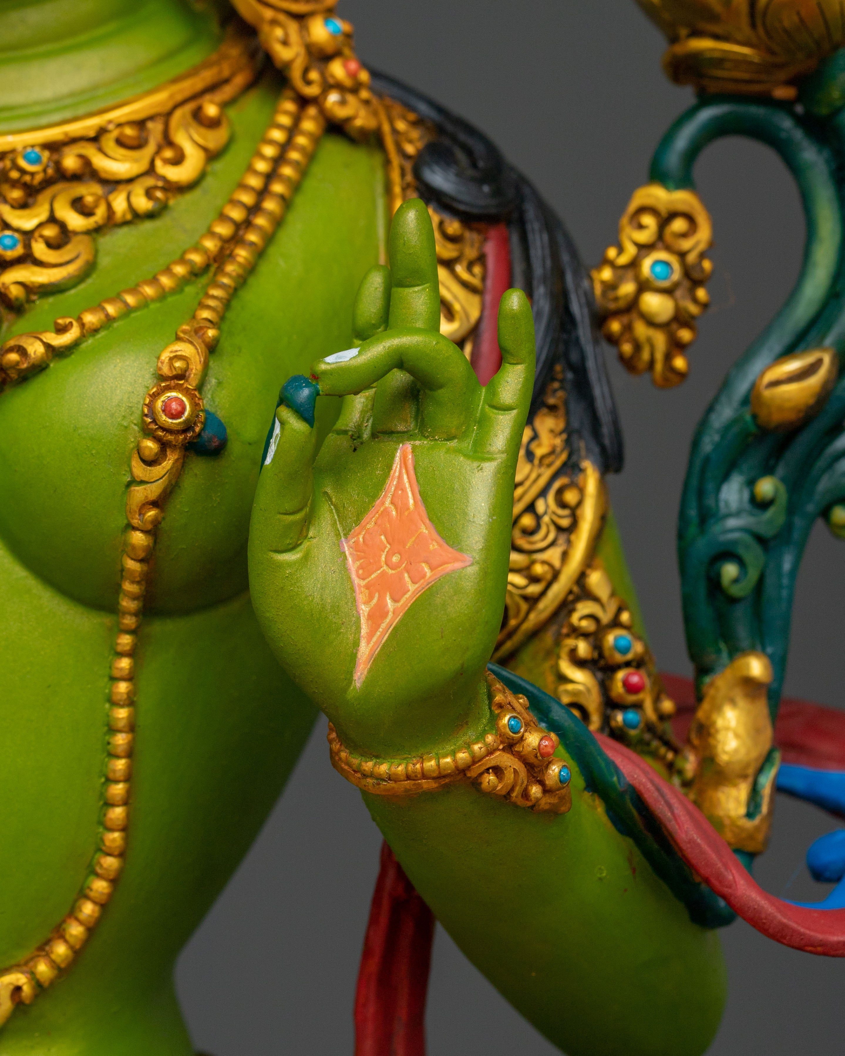 Handcrafted Green Tara Spiritual Statue | Home Decor