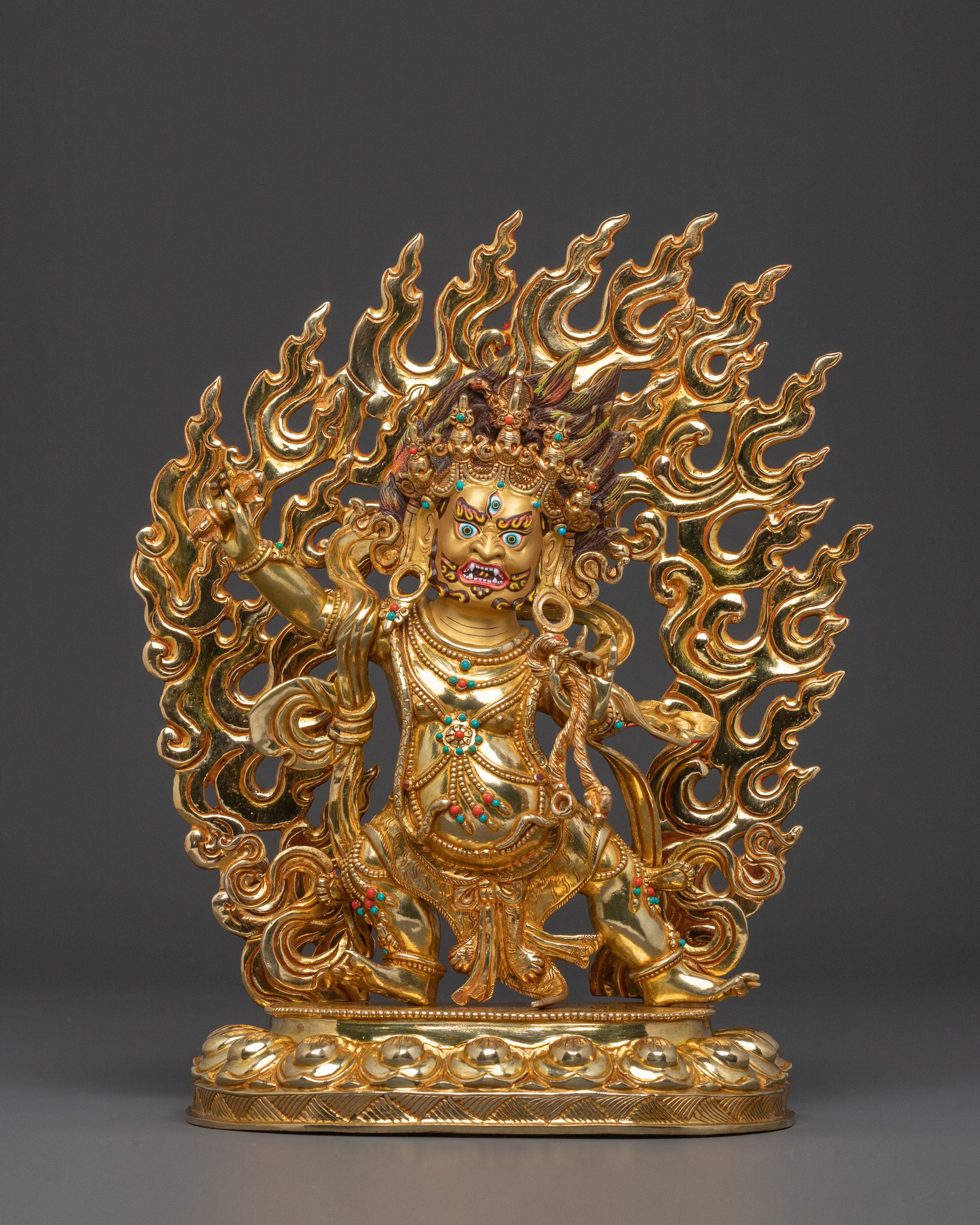 Vajrapani Protector Icon: 24K Gold Gilded Sculpture