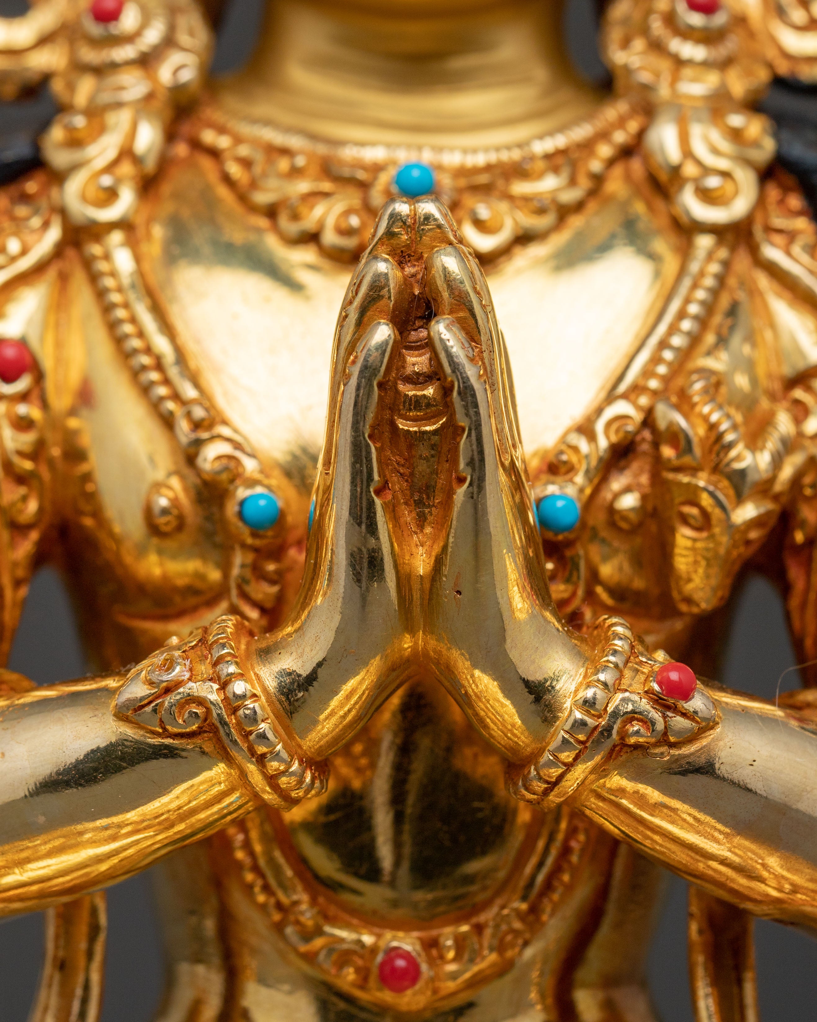 Chenrezig 24k Gold Gilded Statue | Compassion Deity