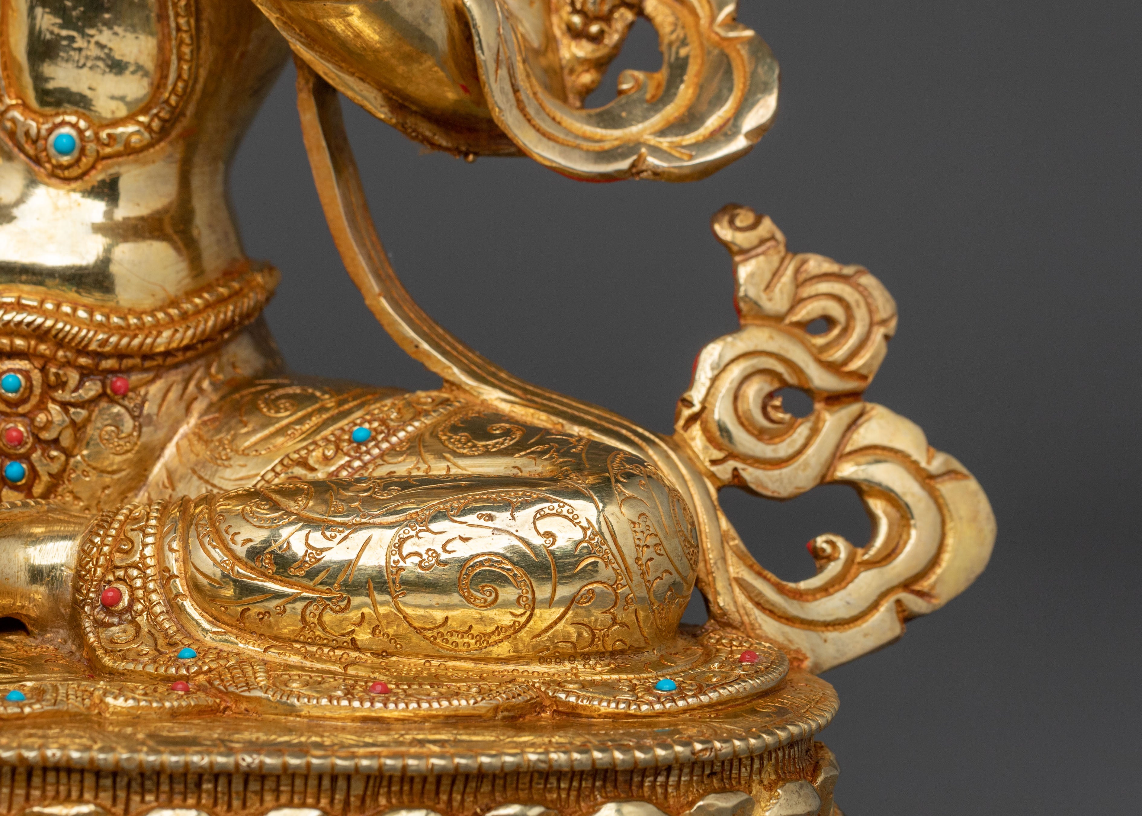 Green Tara Statue: 24K Gold Gilded Buddhist Goddess