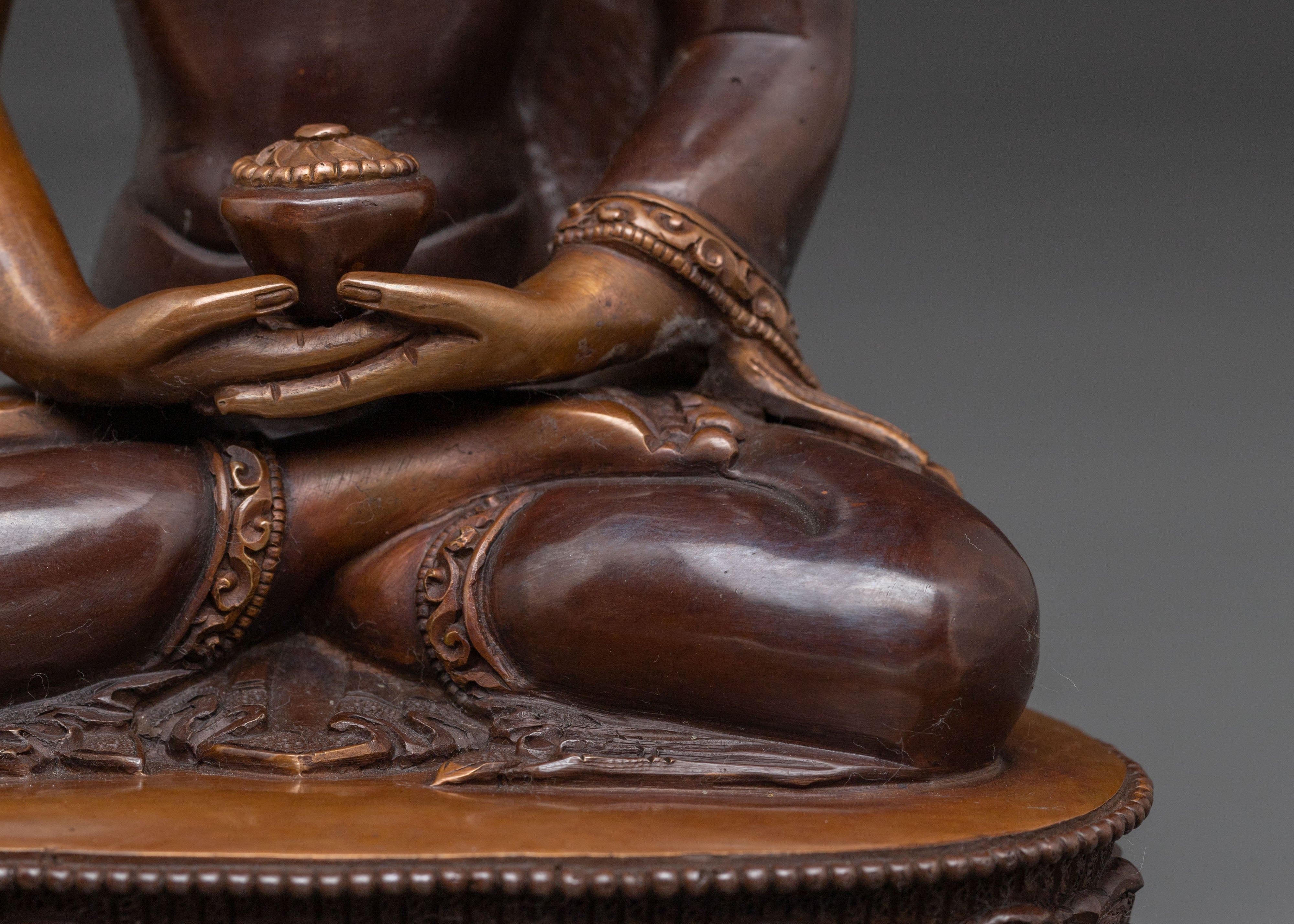 Amitabha Buddha Shrine Statue: Oxidized Copper Serenity