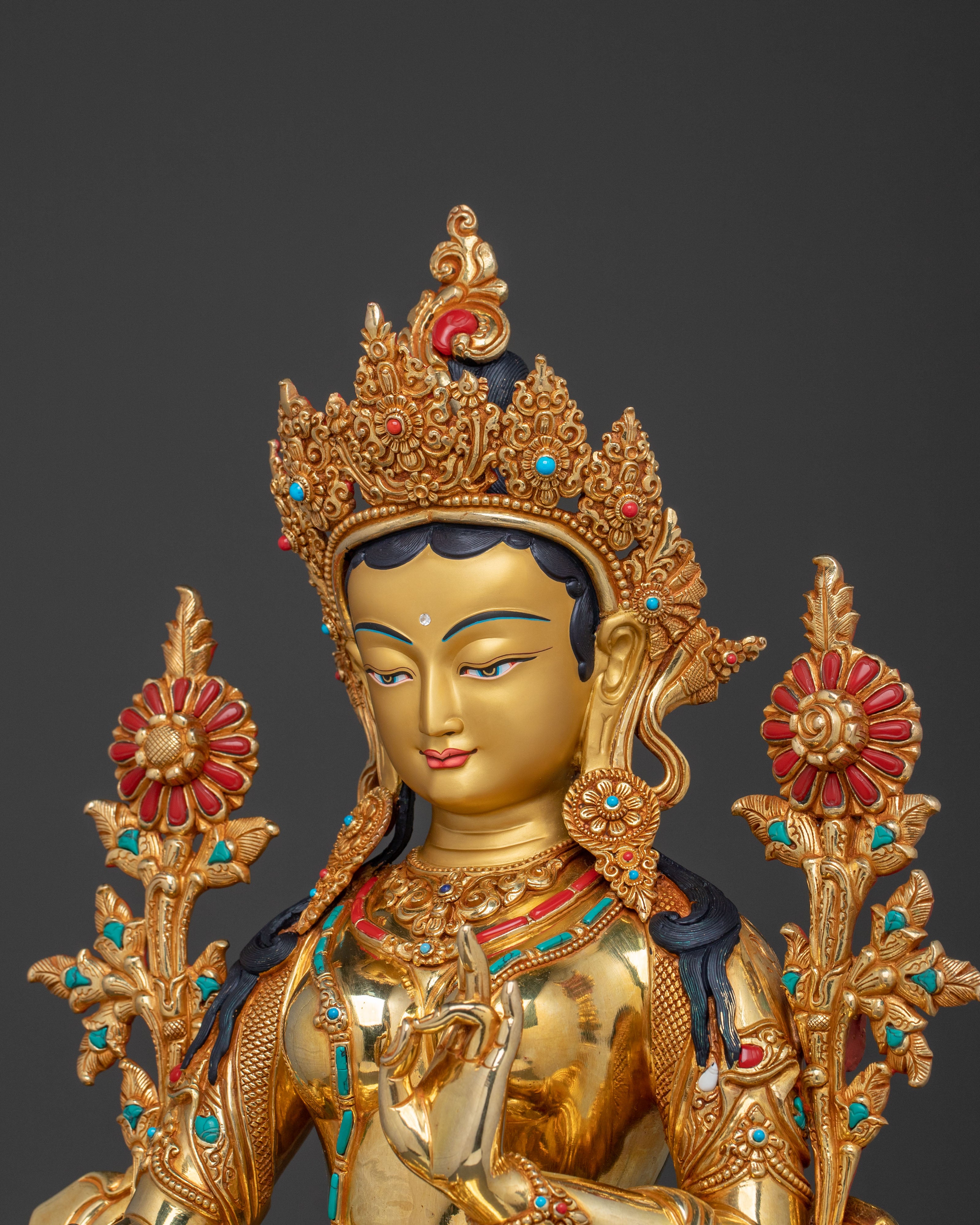 Buddhist Goddess Green Tara Sacred Statue | Tibetan Goddess of Compassion
