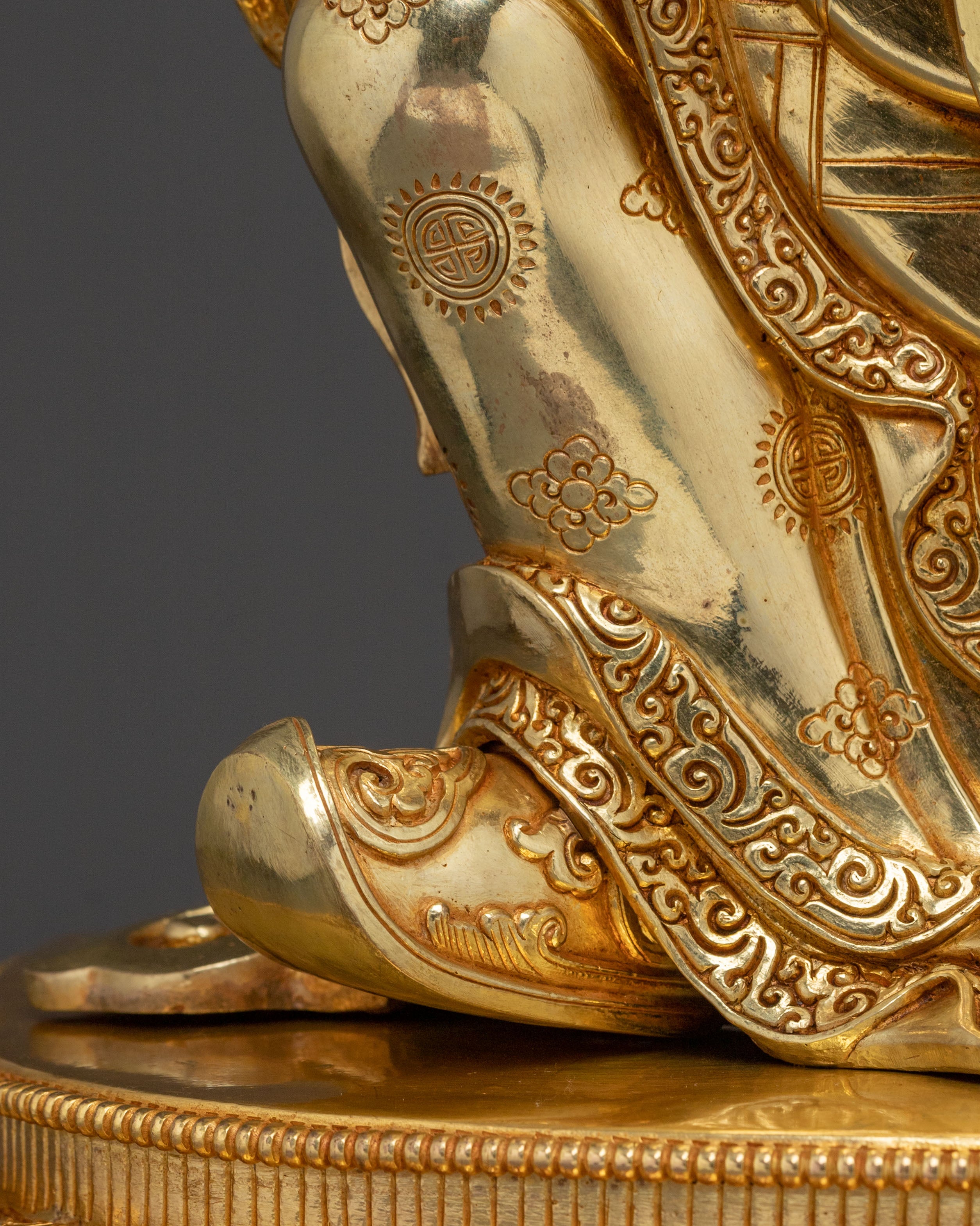 Standing Guru Rinpoche Sacred Sculpture | 24K Gold Gilded
