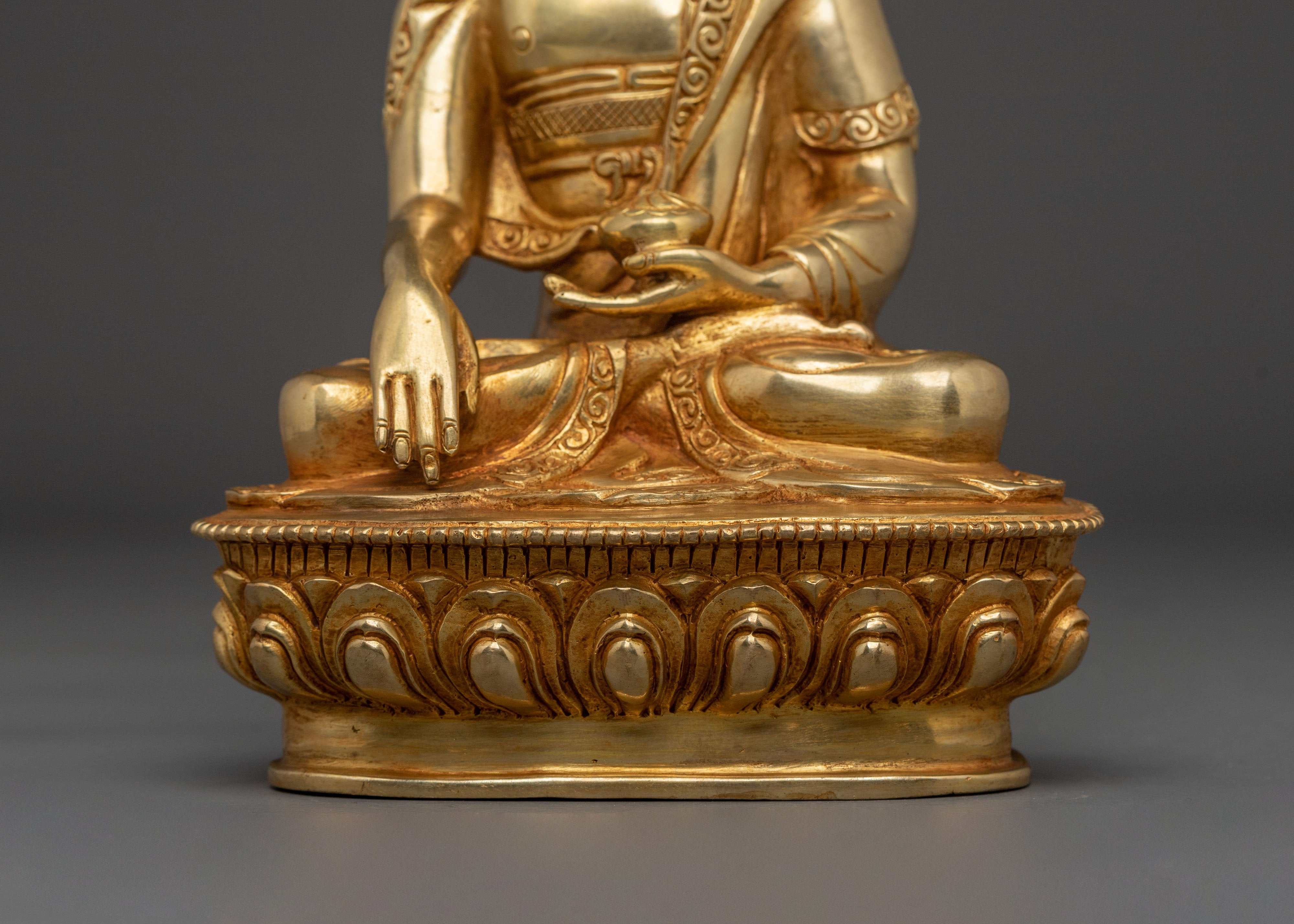 Shakyamuni Buddha Statue on Lotus Base: Enlightened One