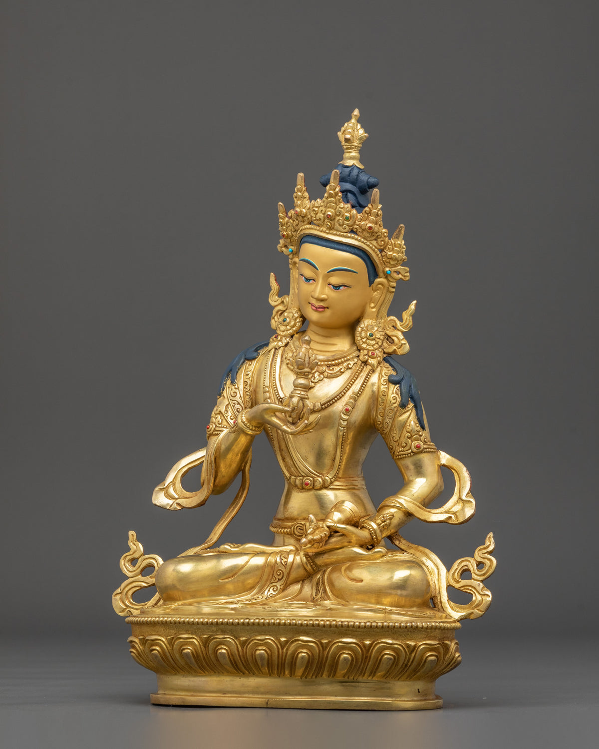 Vajrasattva Fire Gold Gilded Statue | Tibetan Deity Figurine