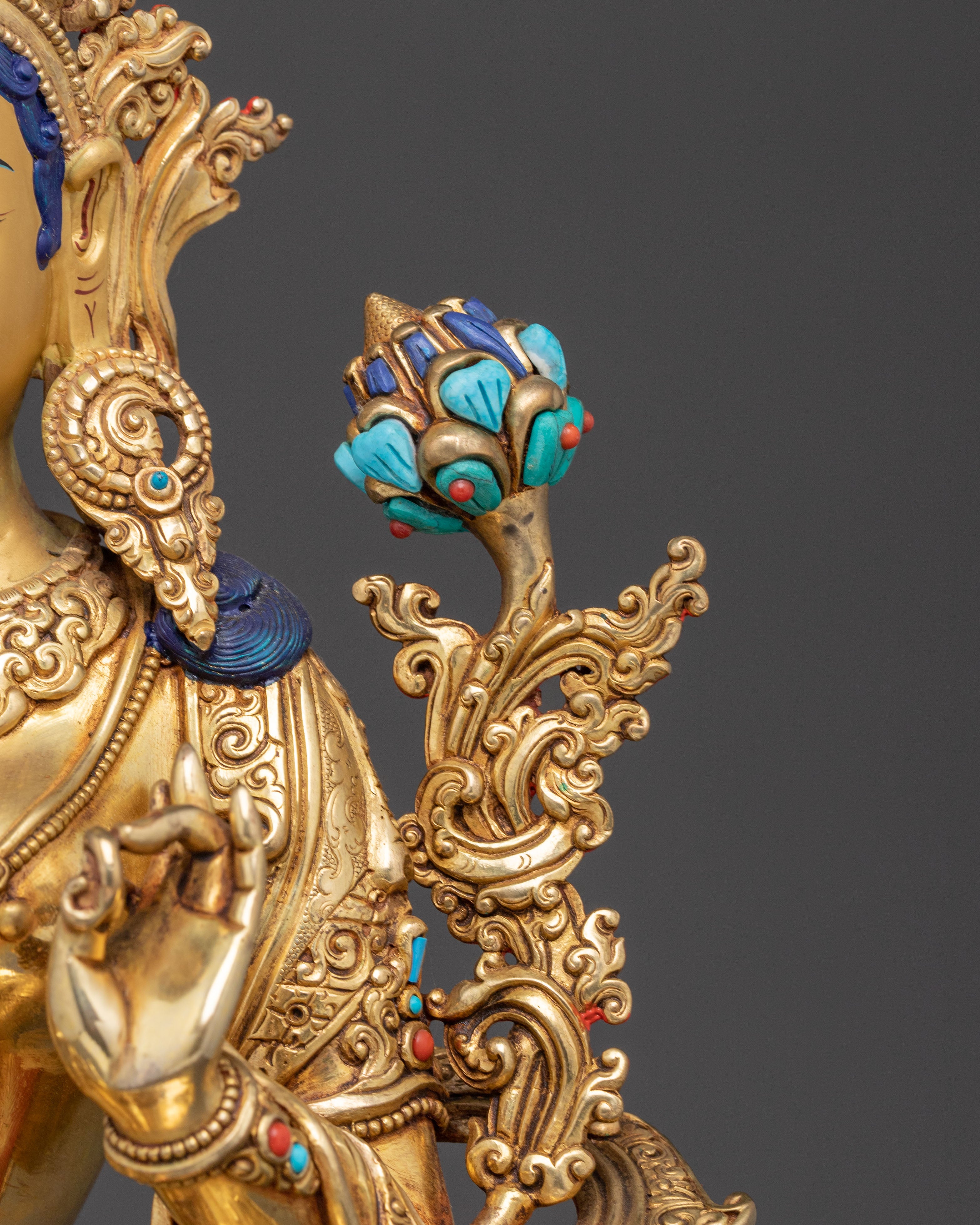 Exquisite 24K Gold Gilded Green Tara Mother of Liberation Statue