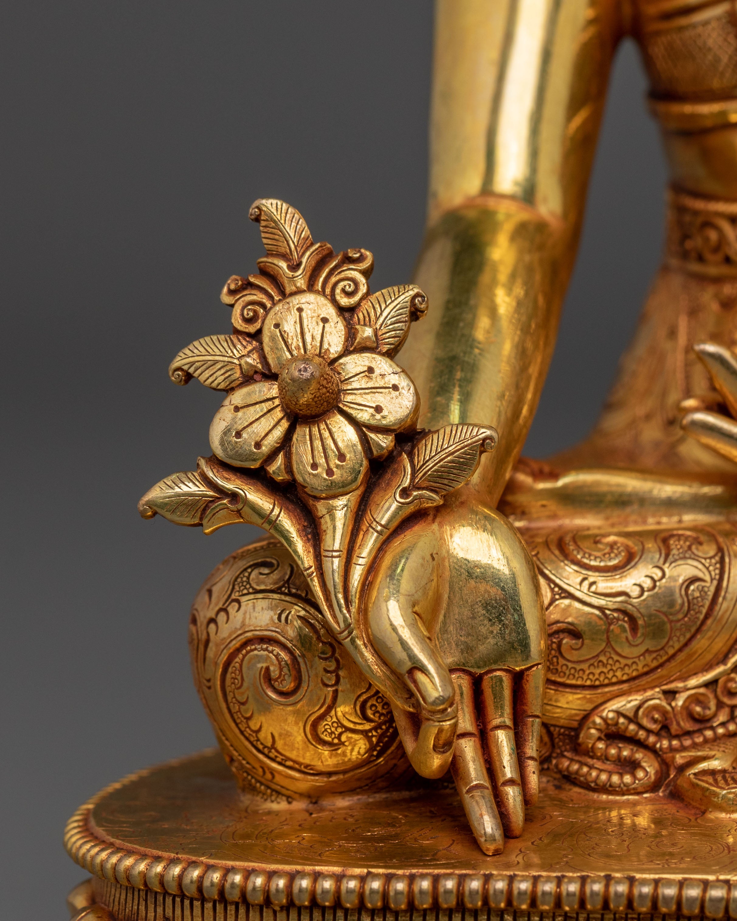 Complete Altar Set of Three Buddhas in Radiant 24K Gold