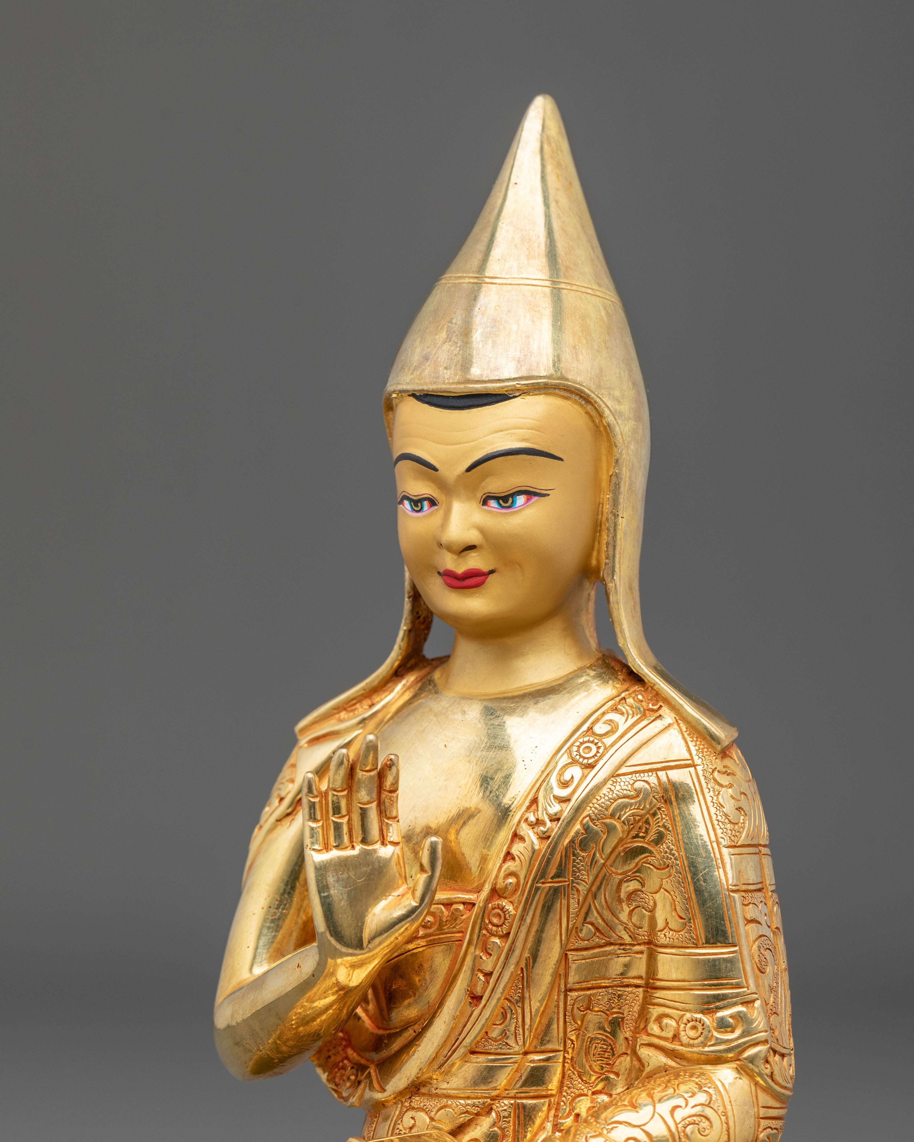 Santarakshita Statue | 24K Gold Gilded Figurine