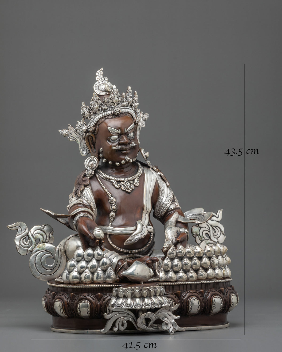 Dzambhala Altar Decoration Statue | Handcrafted Sculpture with Silver Plating