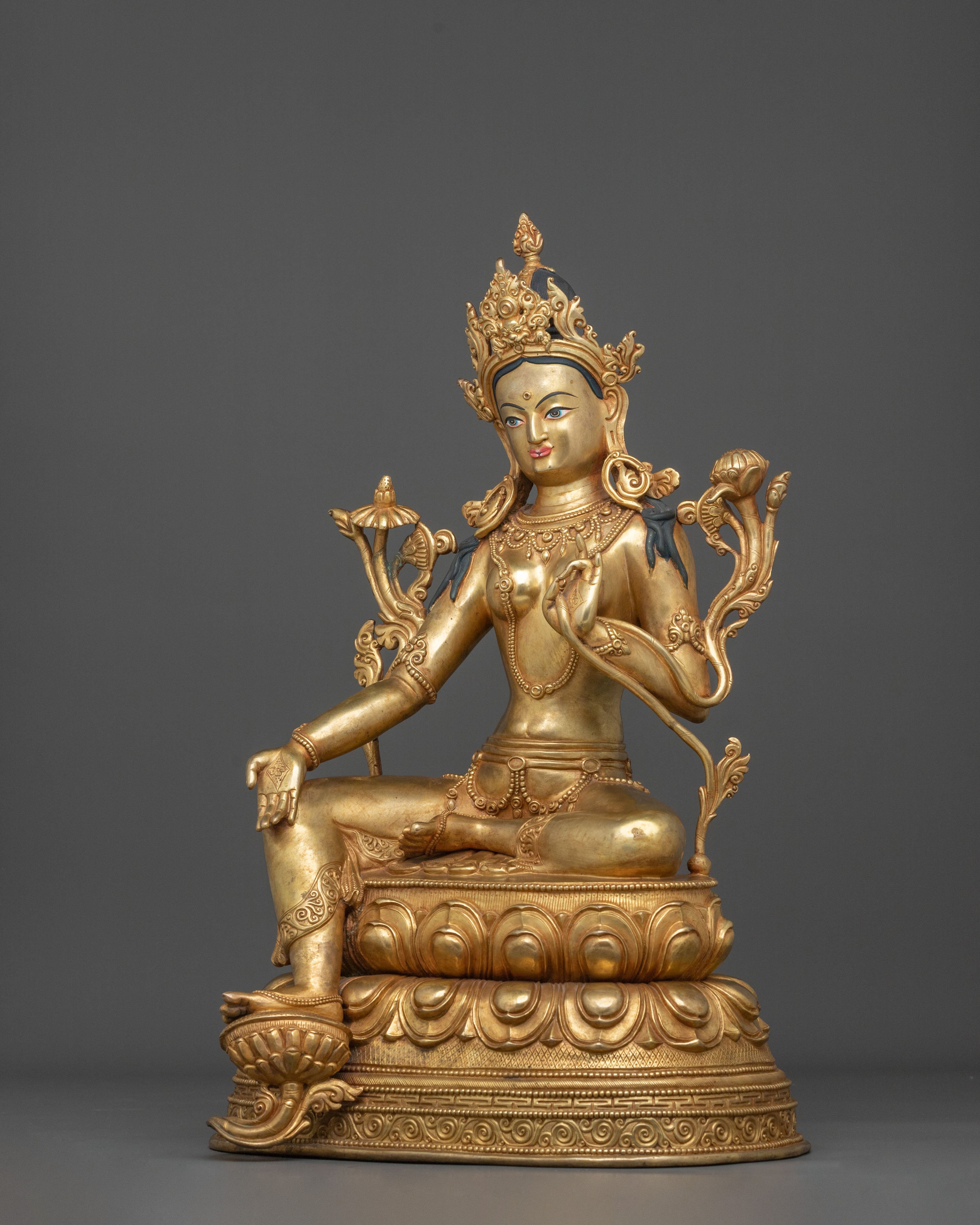 Exquisite Green Tara Statue for Buddhist Altar | Sacred Buddhist Altar Decor