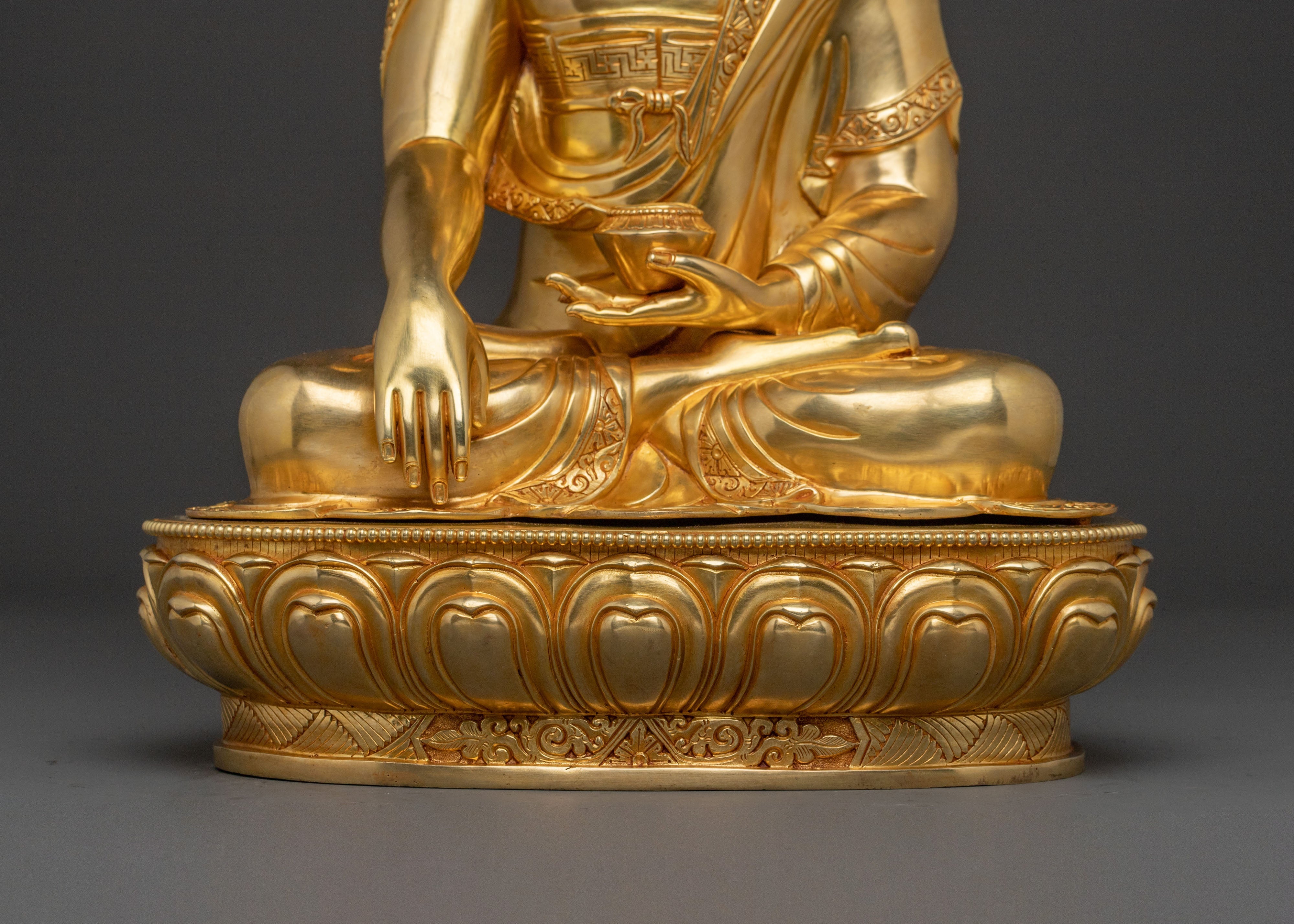 Shakyamuni Buddha Statue | 24K Gold Gilded Figure