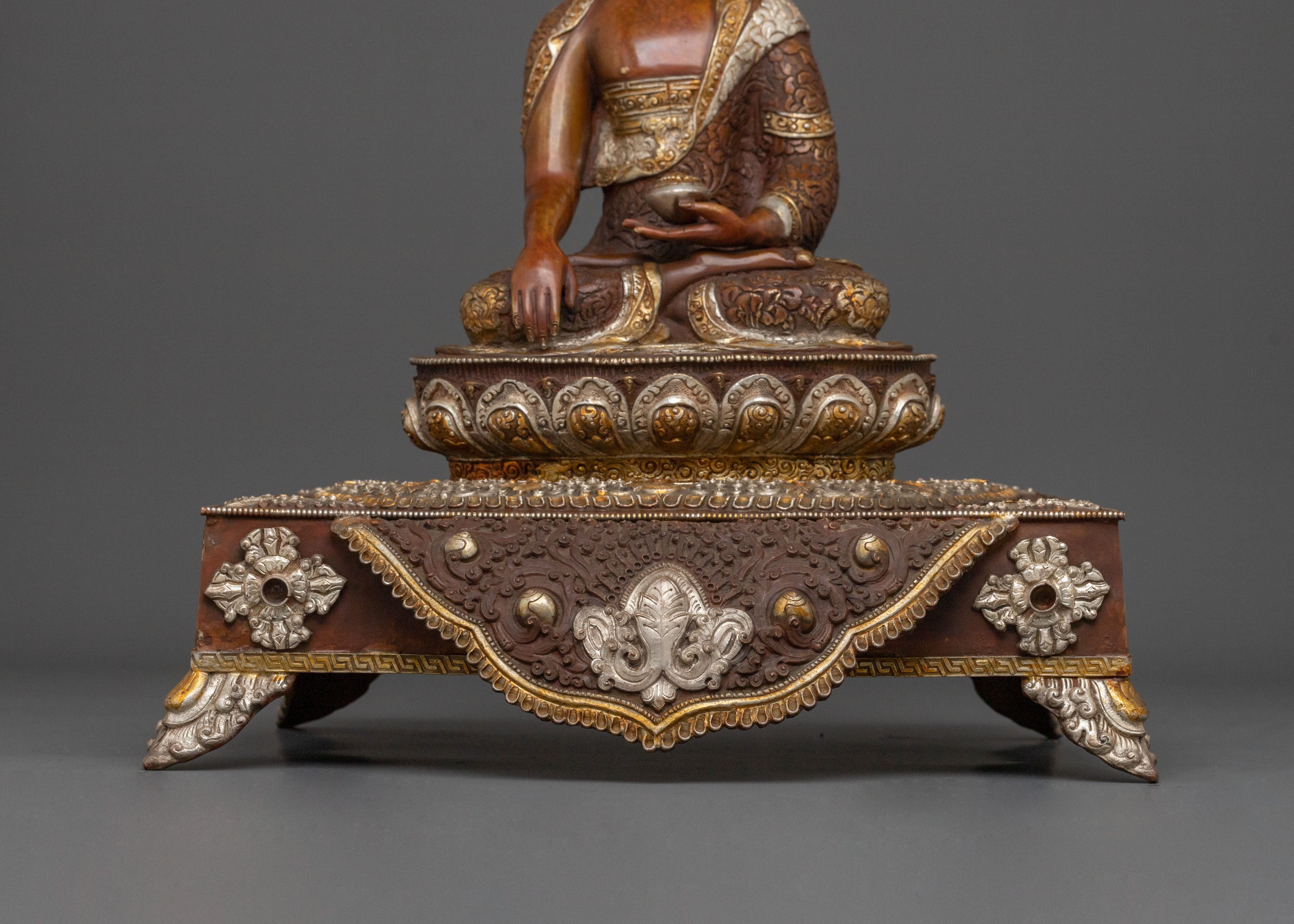 Shakyamuni Buddha Himalayan Statue on Throne