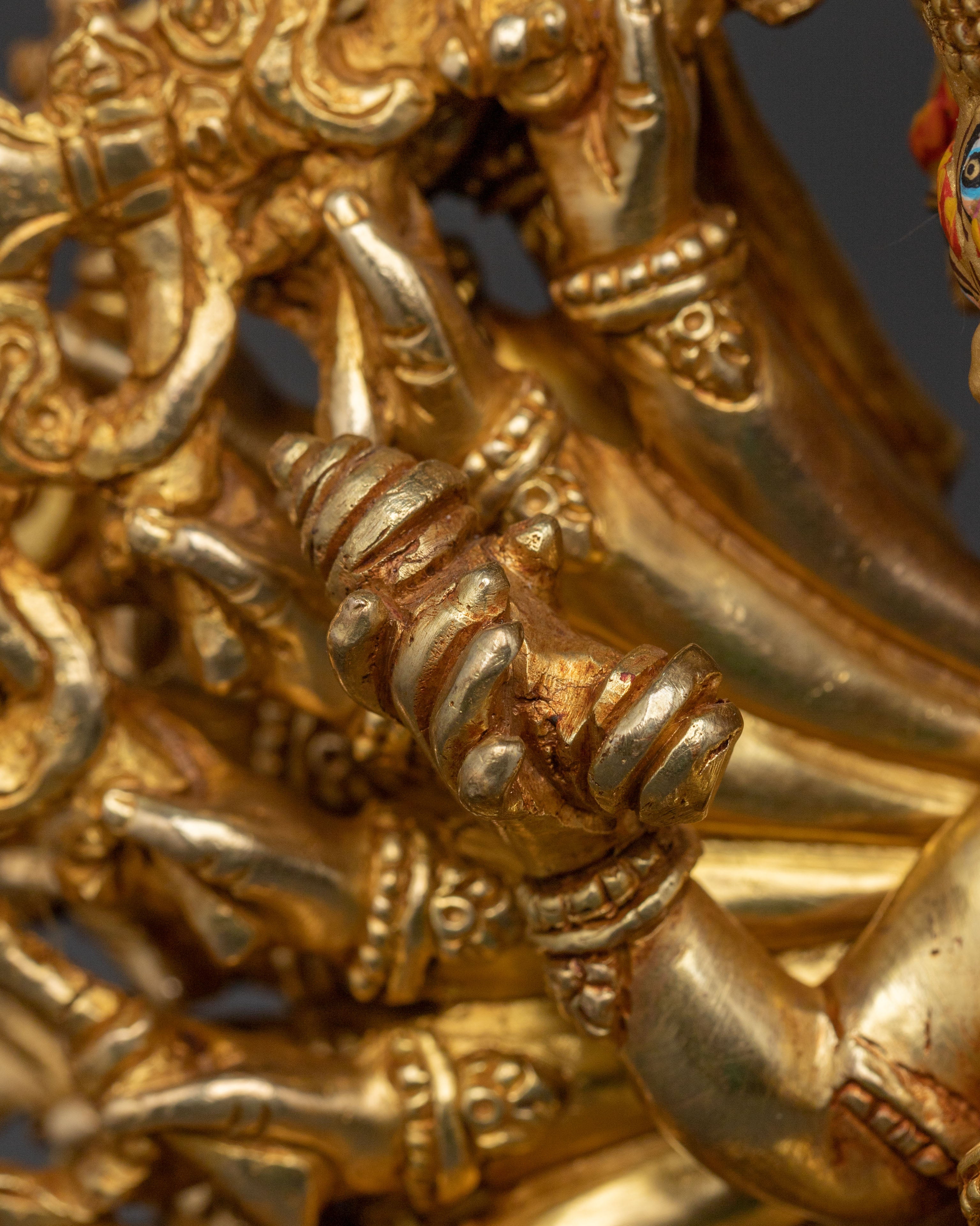 Yamantaka Buddhist Wrathful Deity Statue | 24K Gold Gilded
