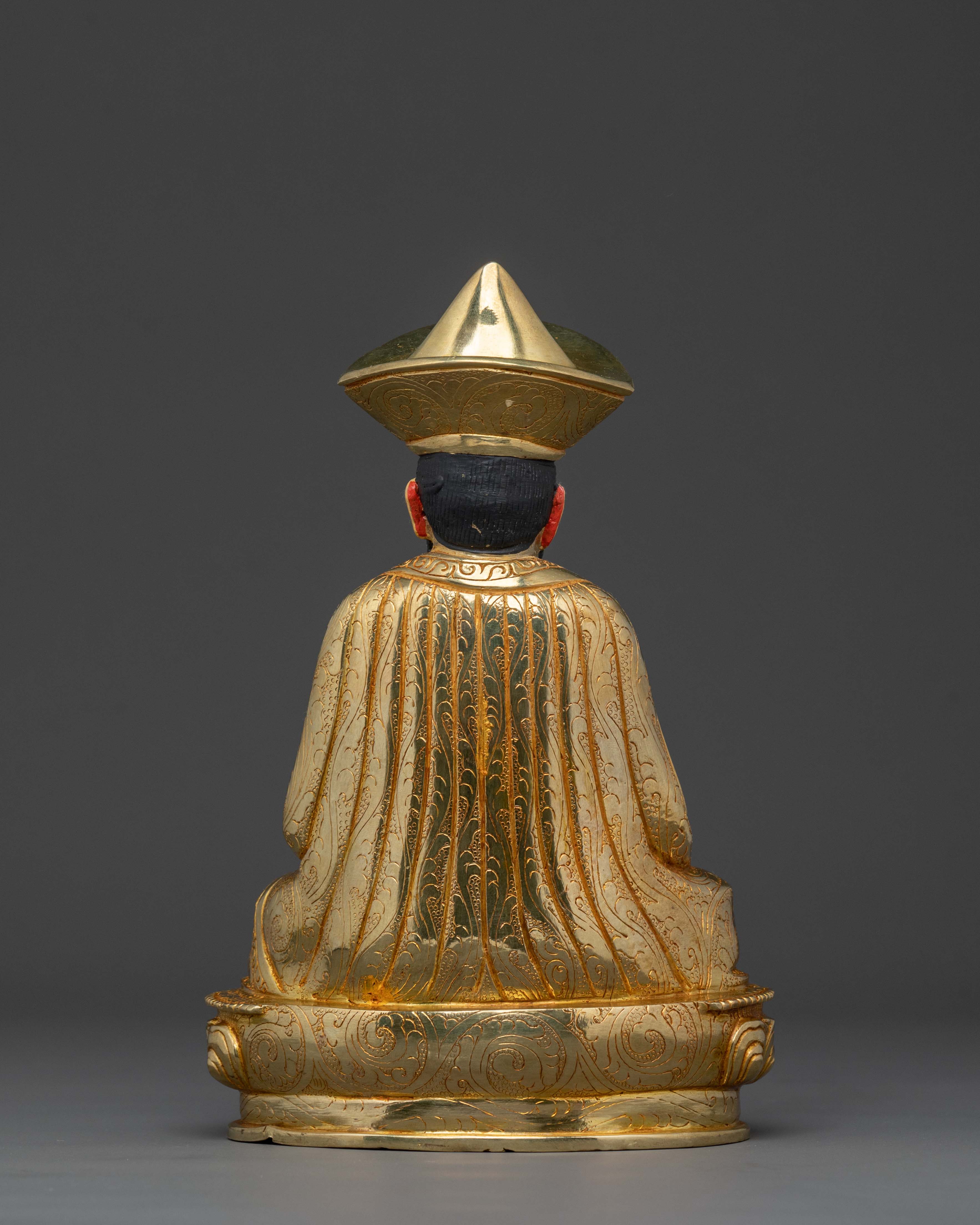Guru Shapdum Statue | 24K Gold Gilded Buddhist Master